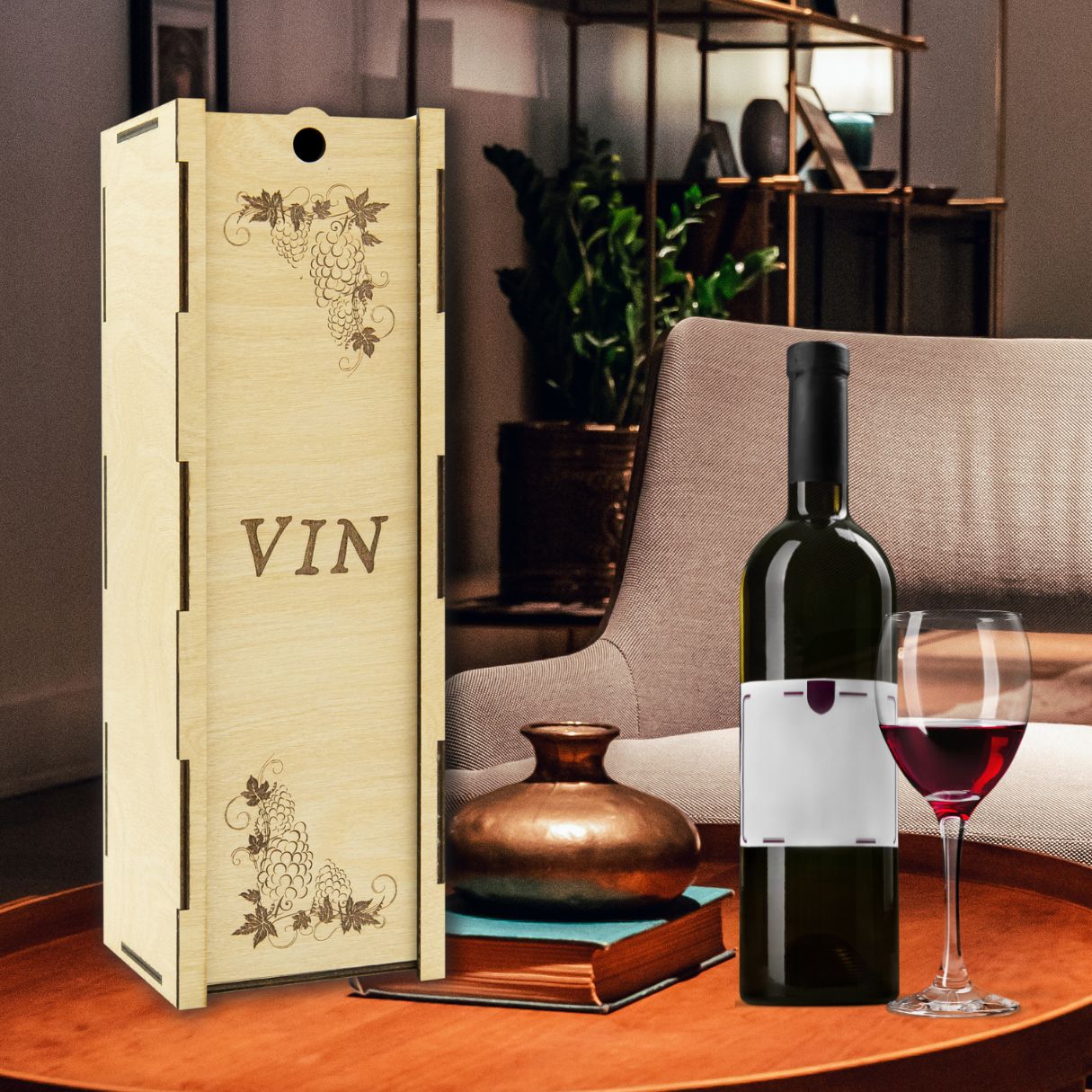 "Grape" light wooden wine box
