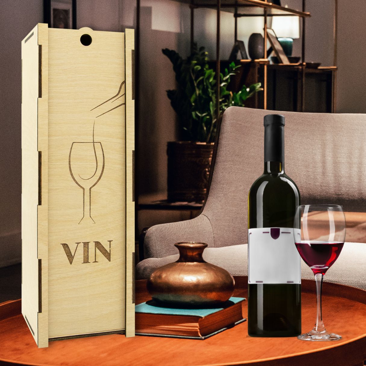 "Glass" light wooden wine box