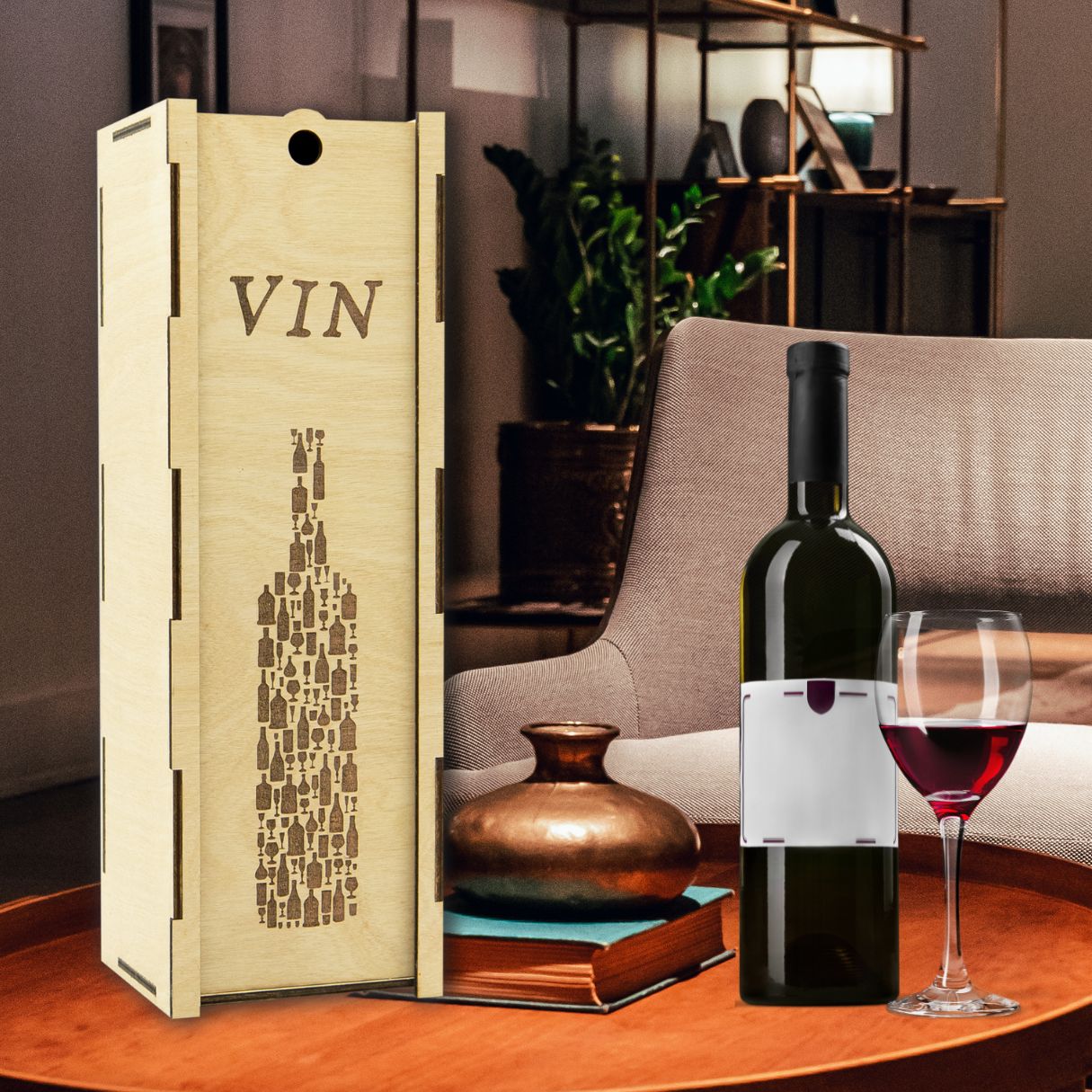 "Bottle" light wooden wine box