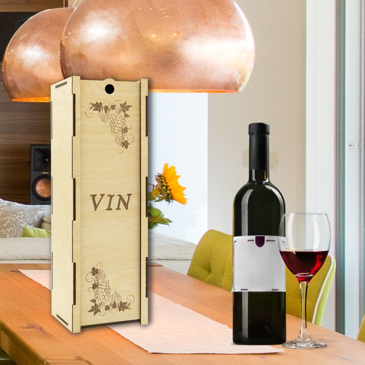 "Grape" light wooden wine box