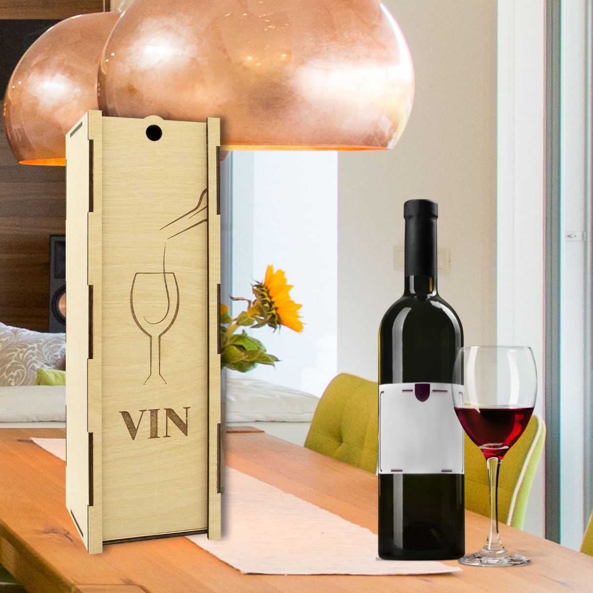 "Glass" light wooden wine box