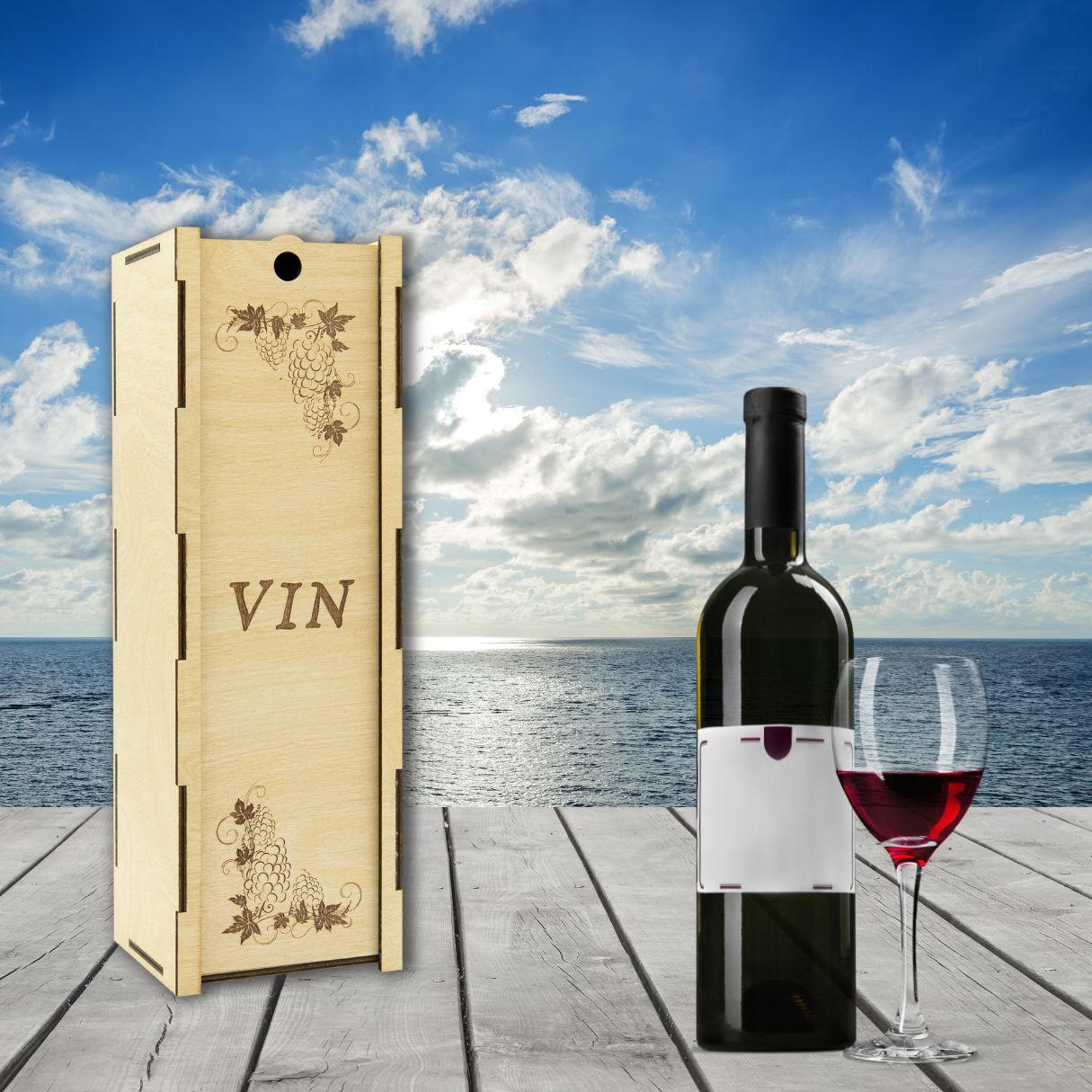 "Grape" light wooden wine box