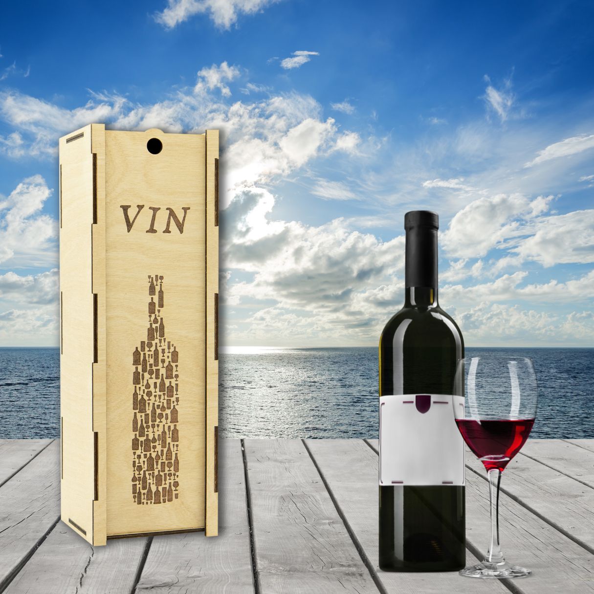 "Bottle" light wooden wine box