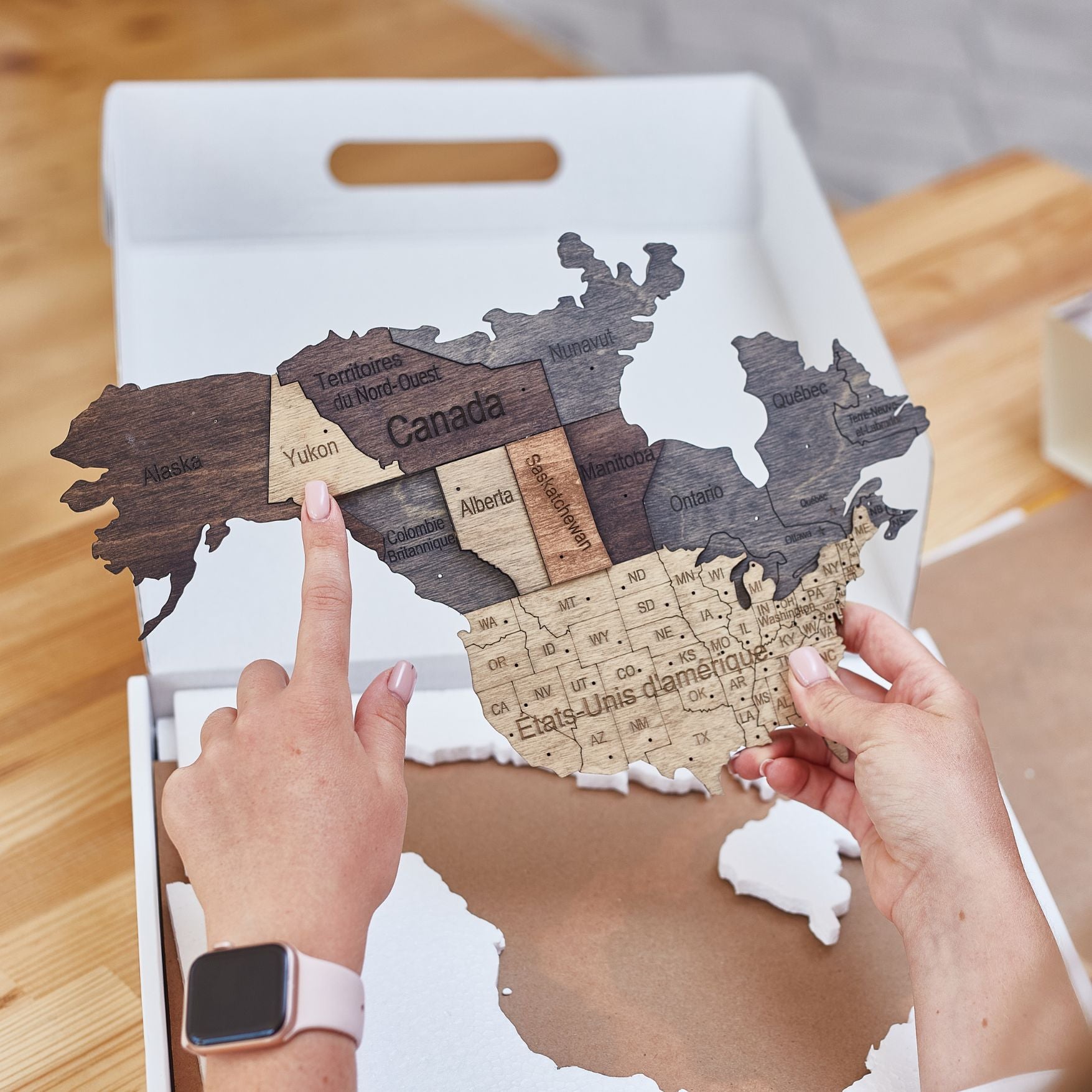 3D Wooden World Map Graphite