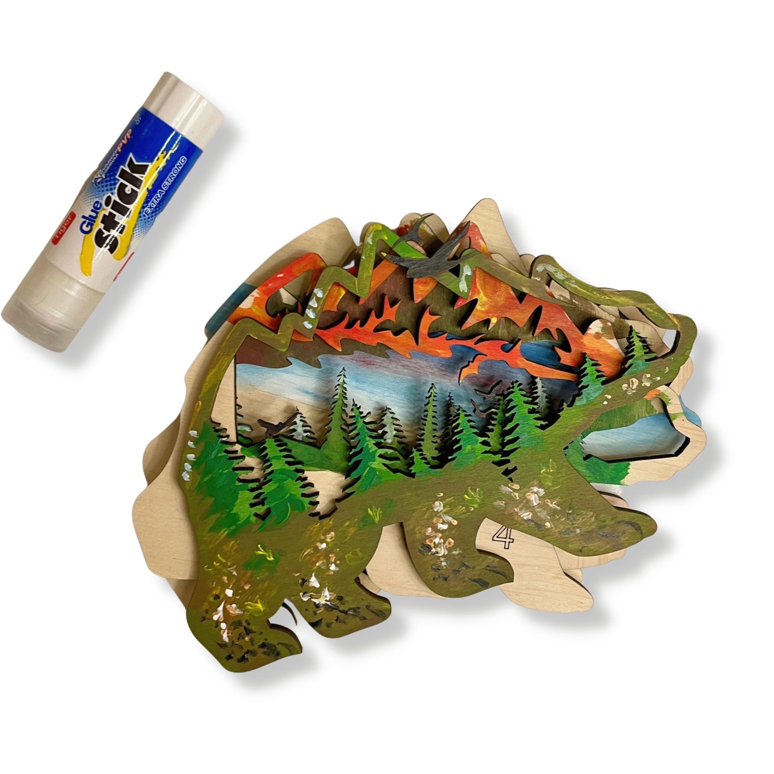 3D wooden kit to paint Bear