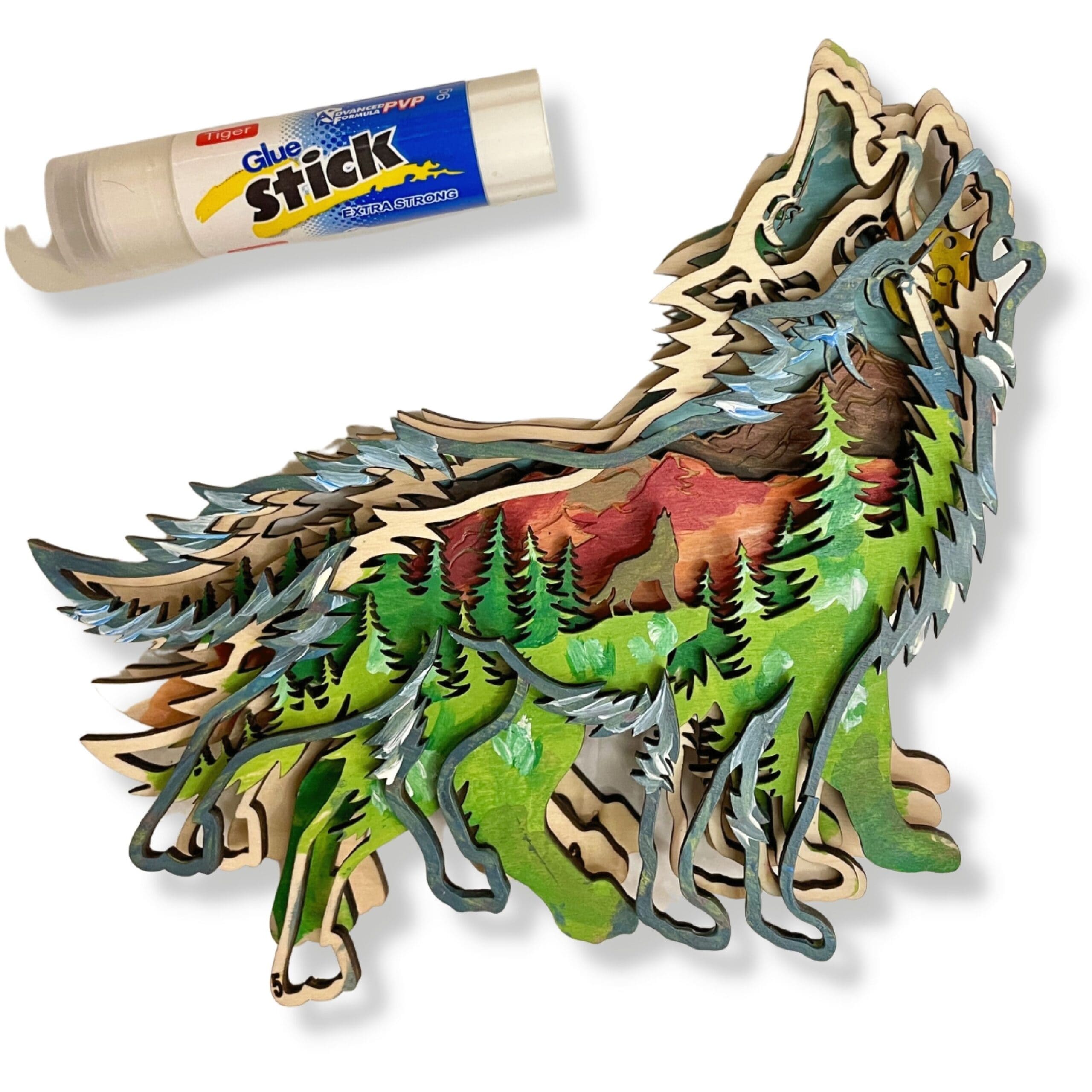 3D Wooden coloring kit Wolf