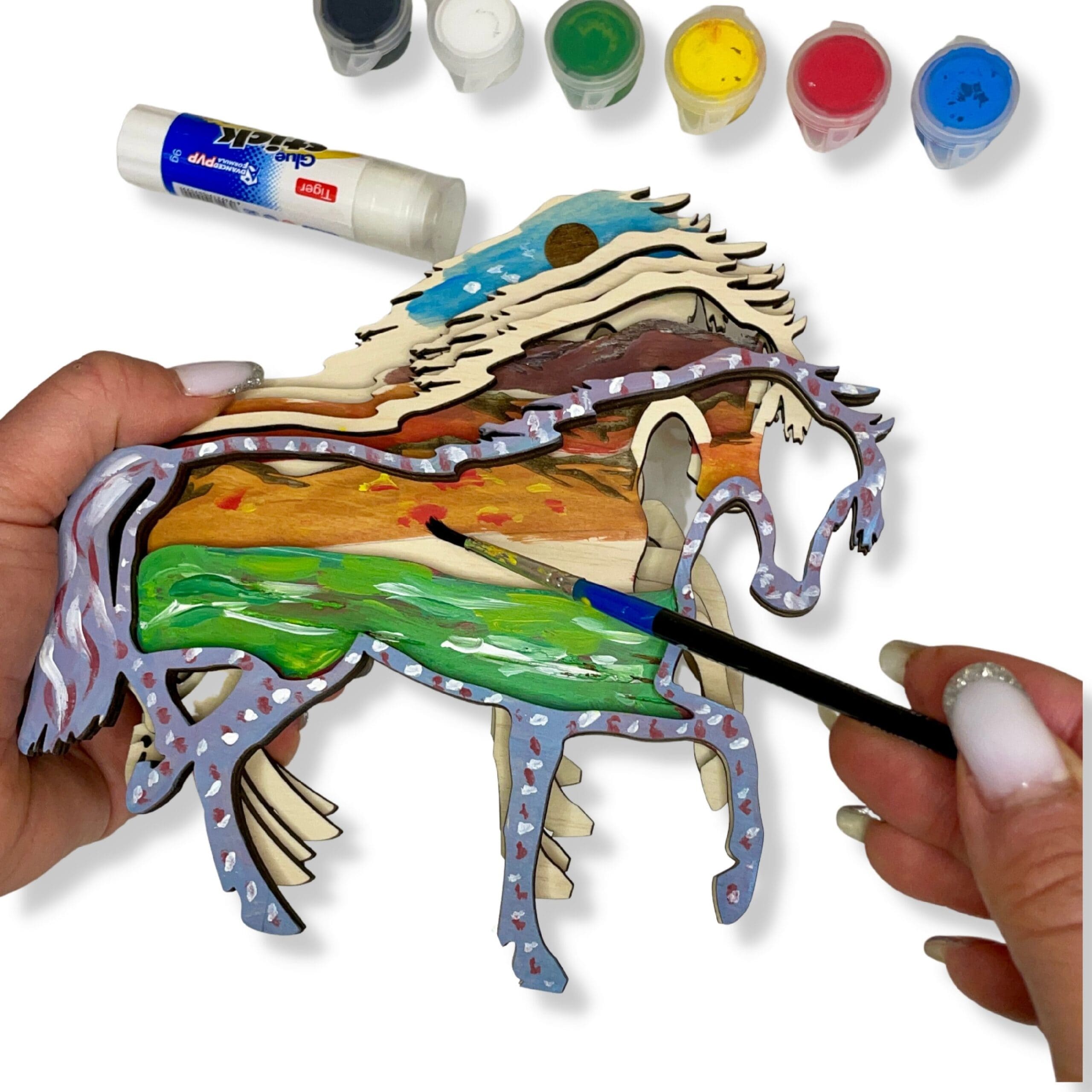 3D Wooden coloring kit Horse