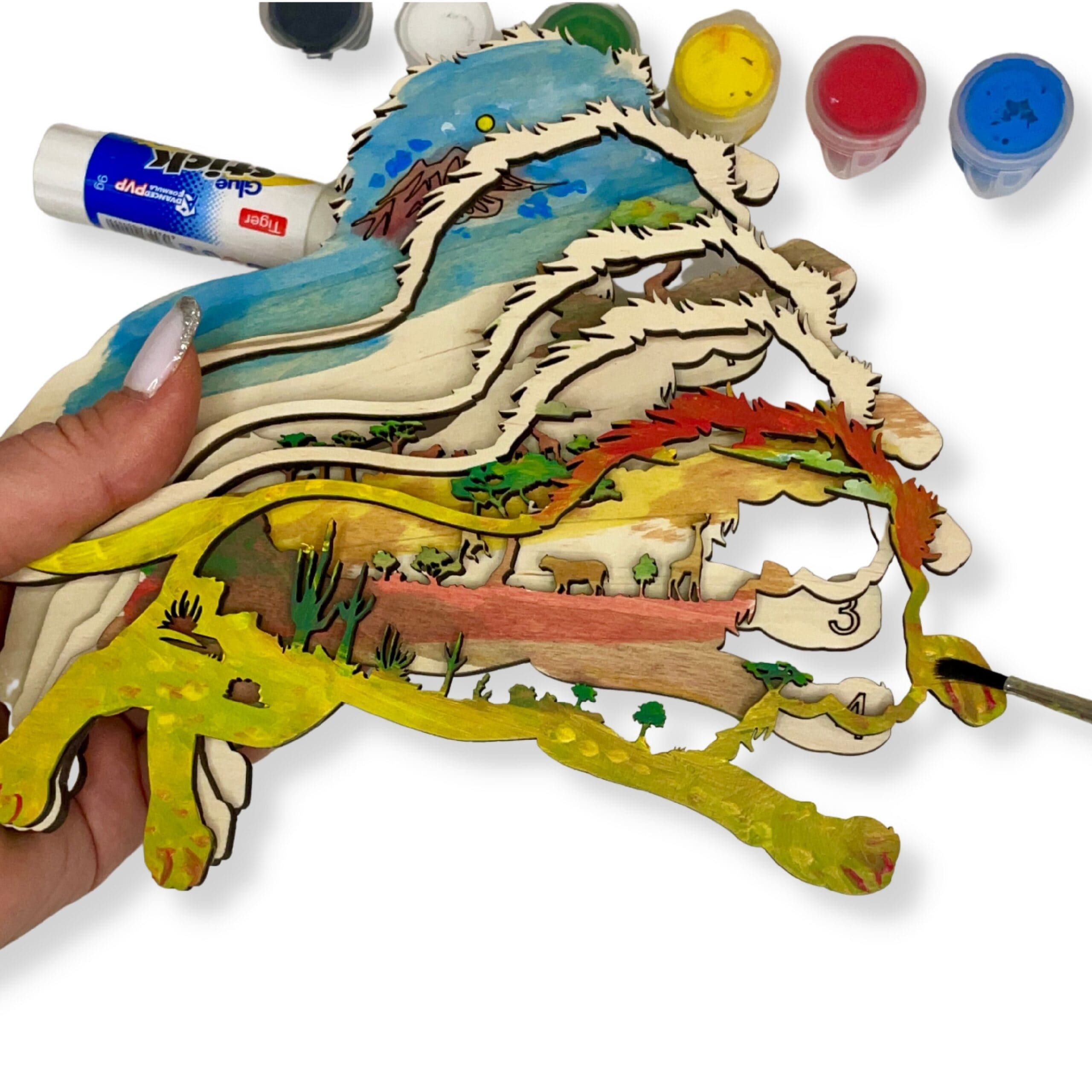 3D Wooden coloring kit Lion