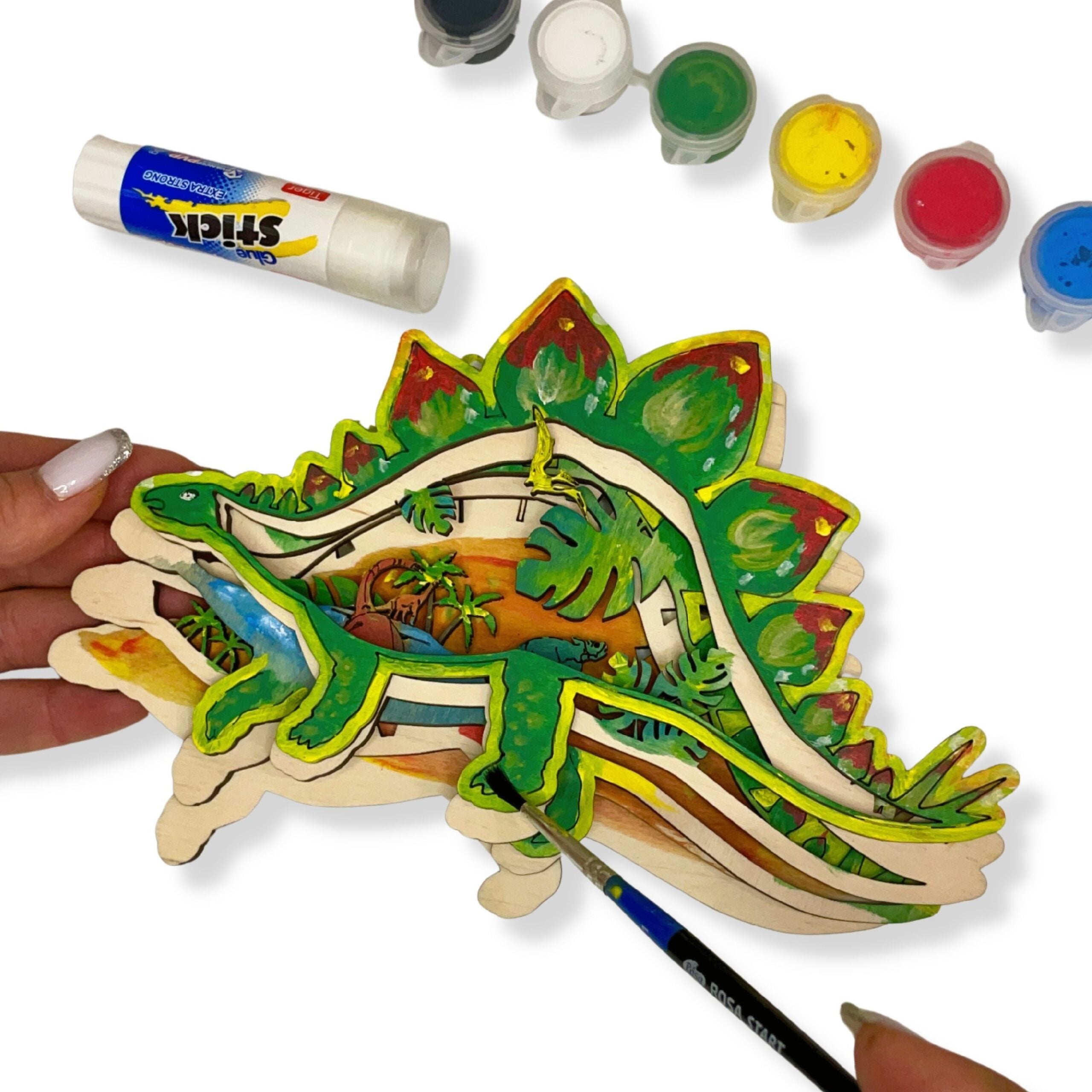 3D Wooden coloring kit Stegosaur