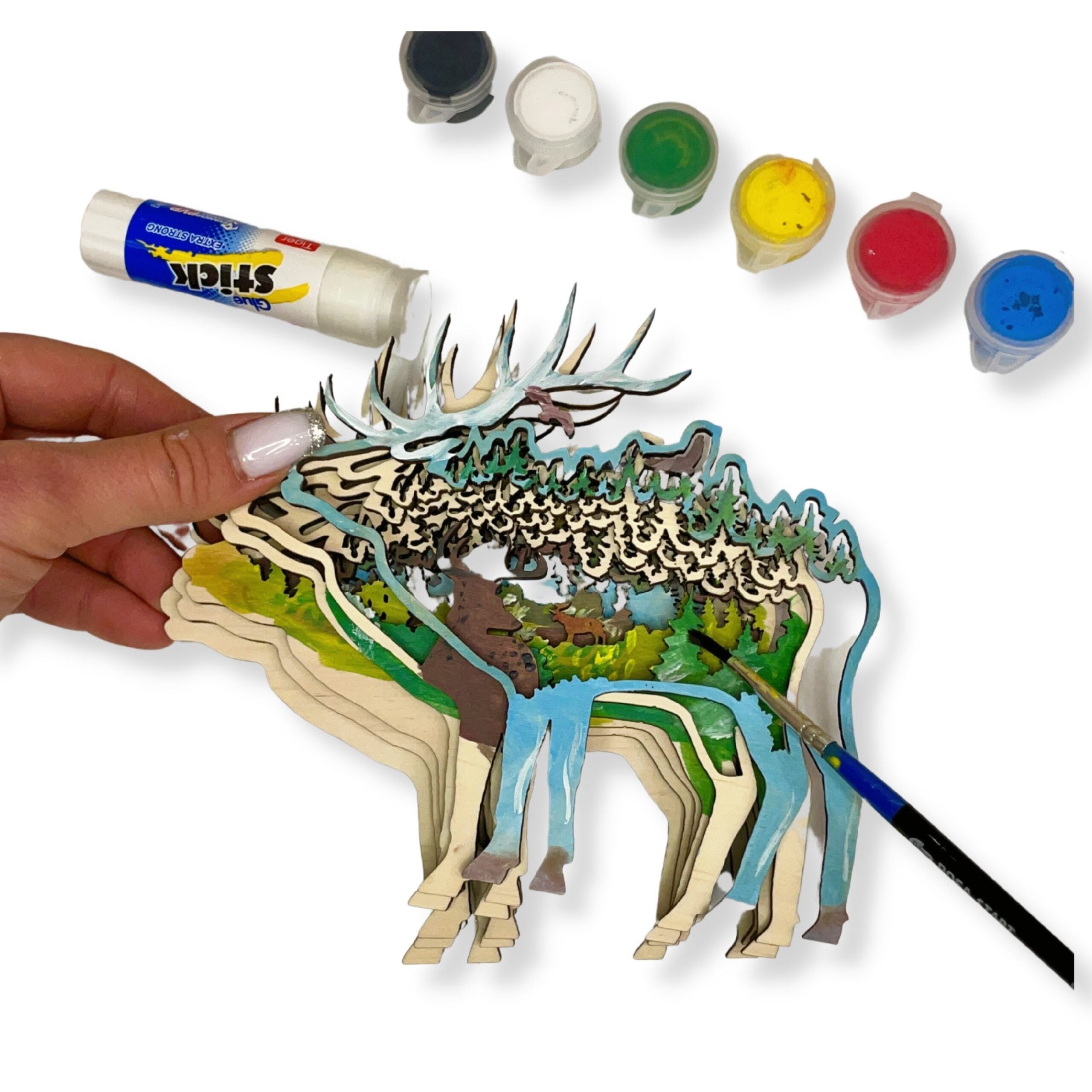3D Wooden coloring kit Deer