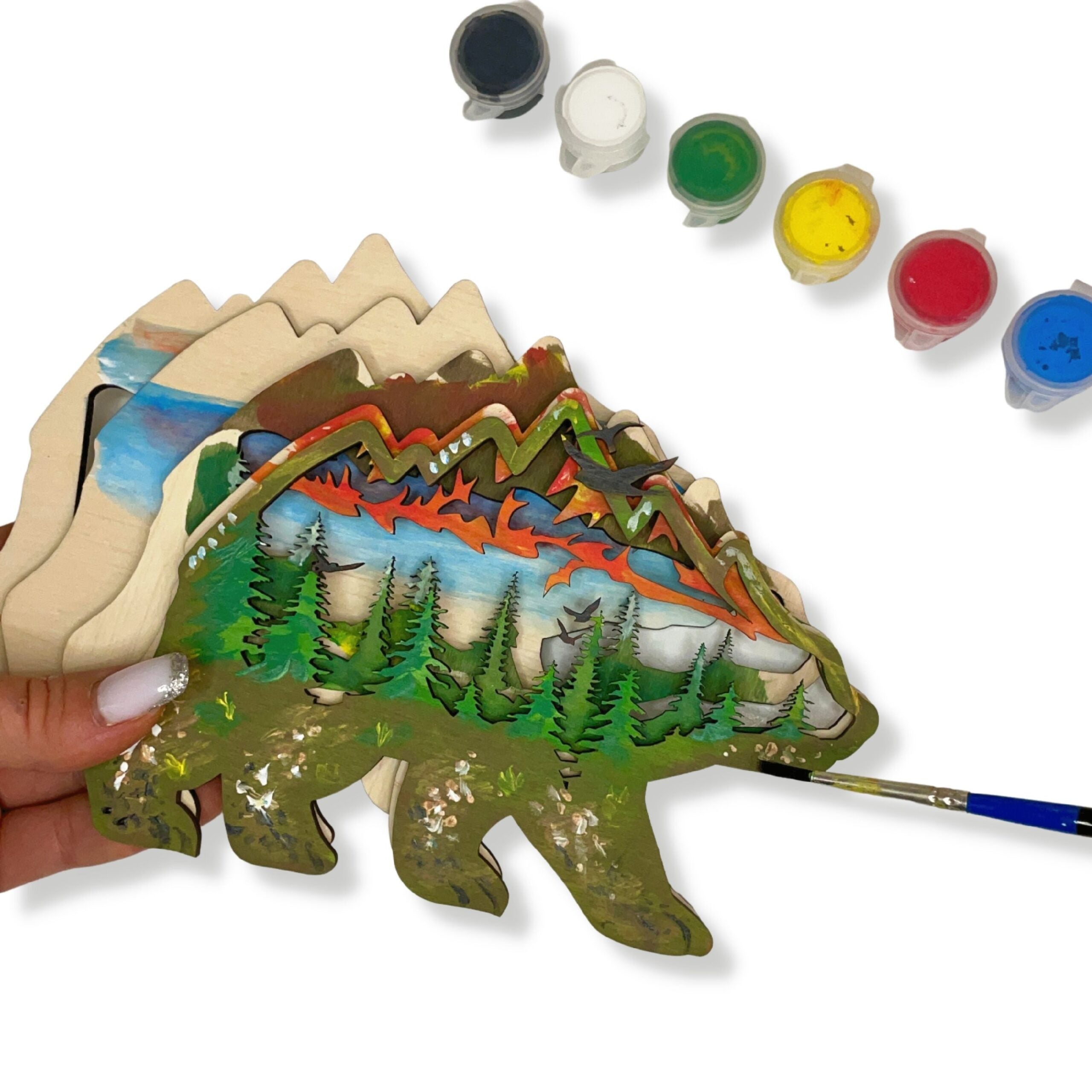 3D wooden kit to paint Bear
