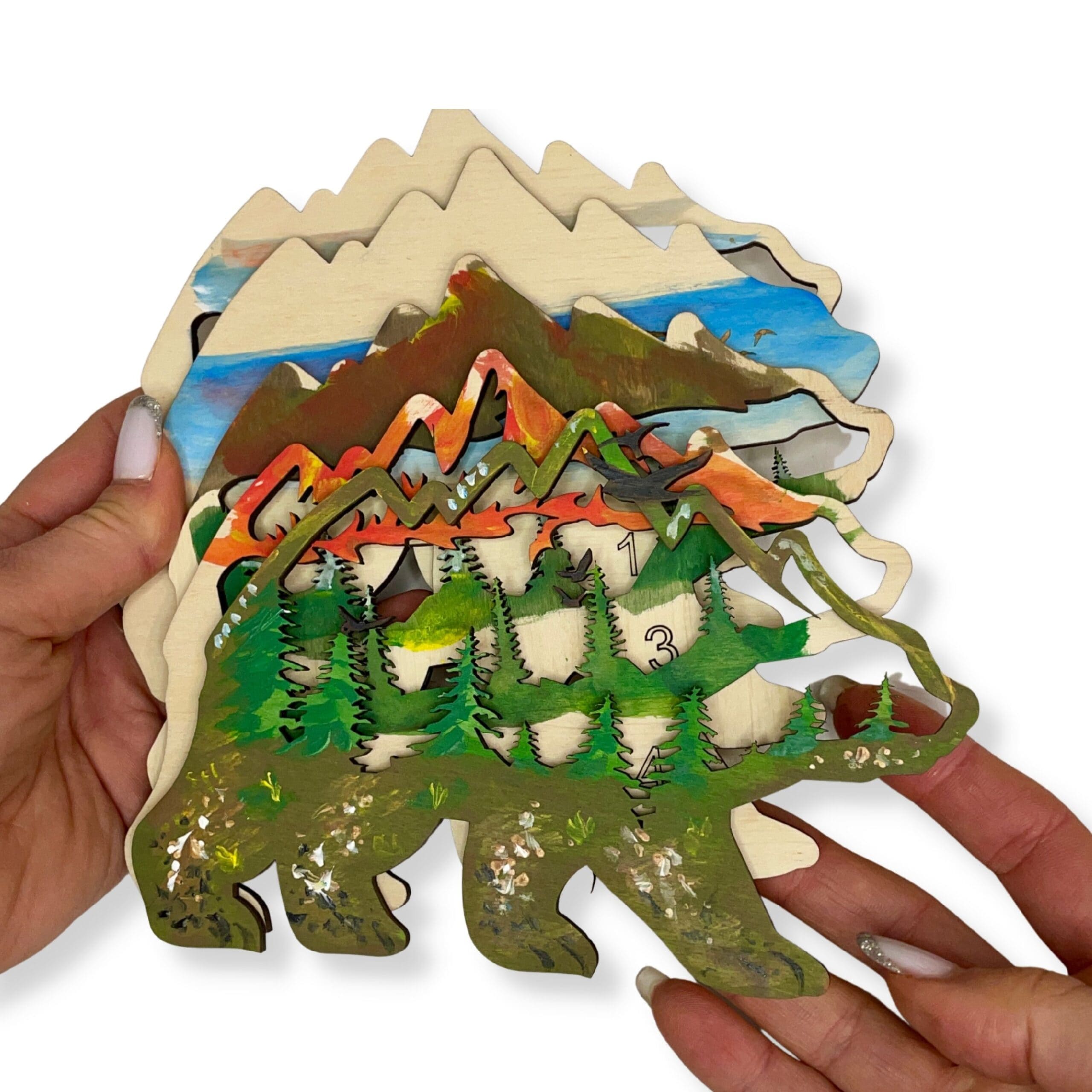 3D wooden kit to paint Bear