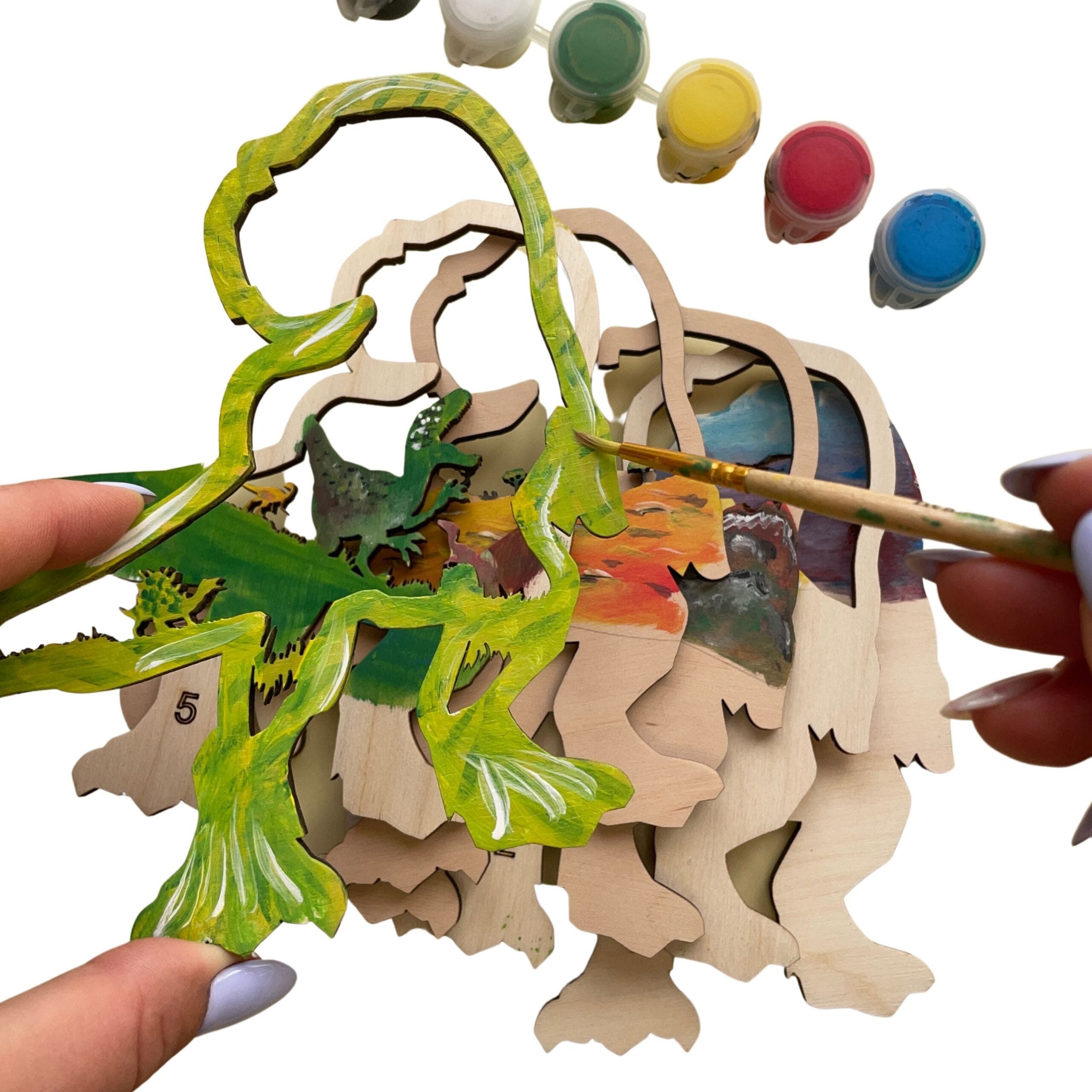 3D Wooden coloring kit T-rex
