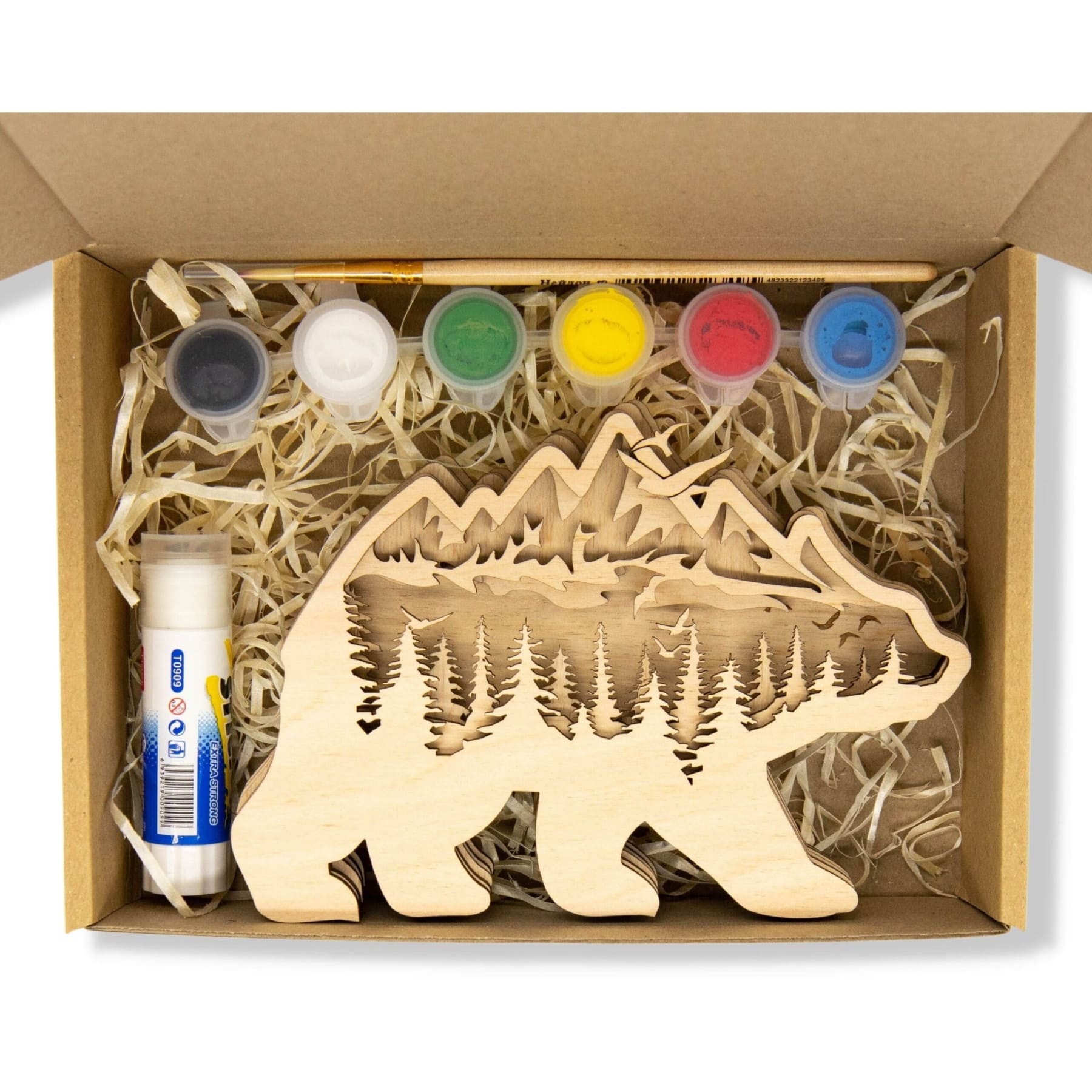 3D wooden kit to paint Bear