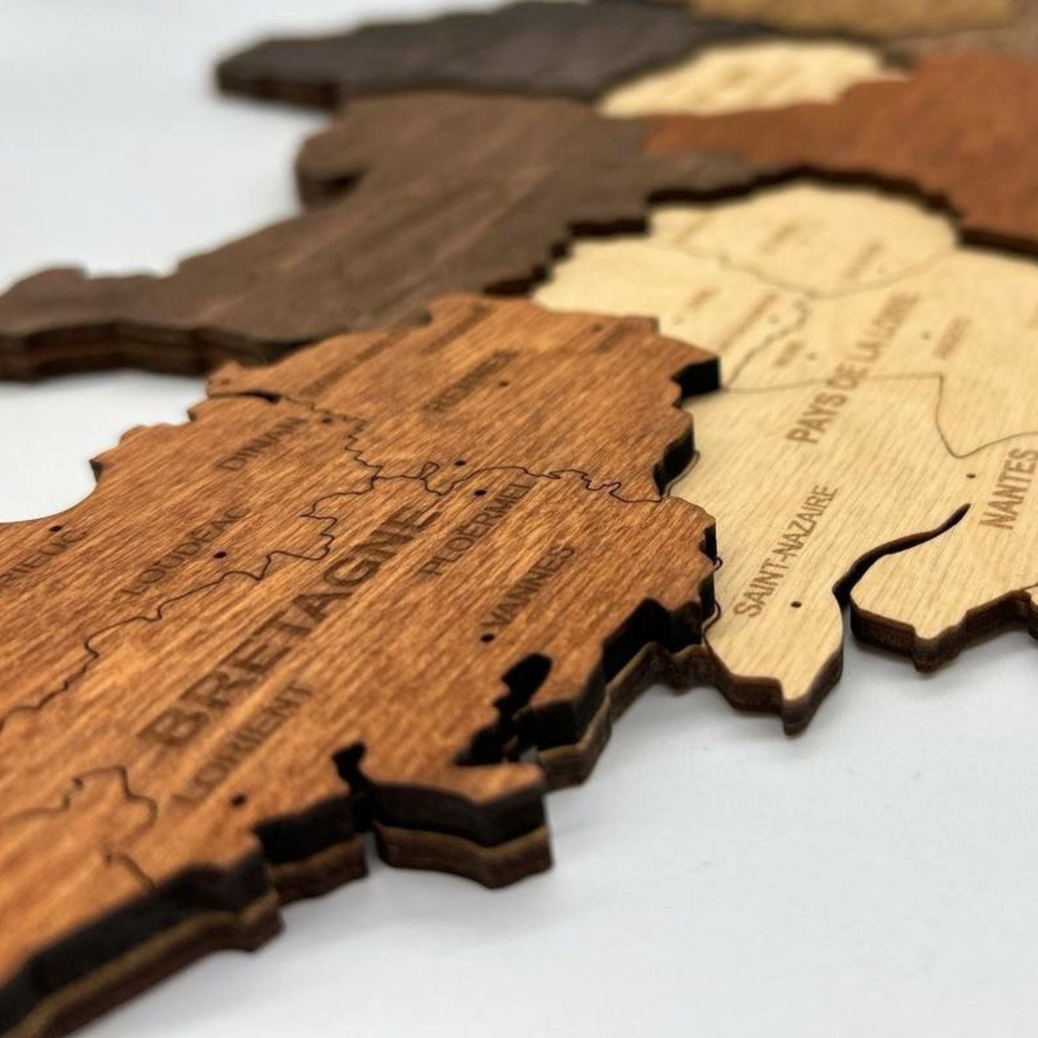 Multicolor 3D wooden map of France