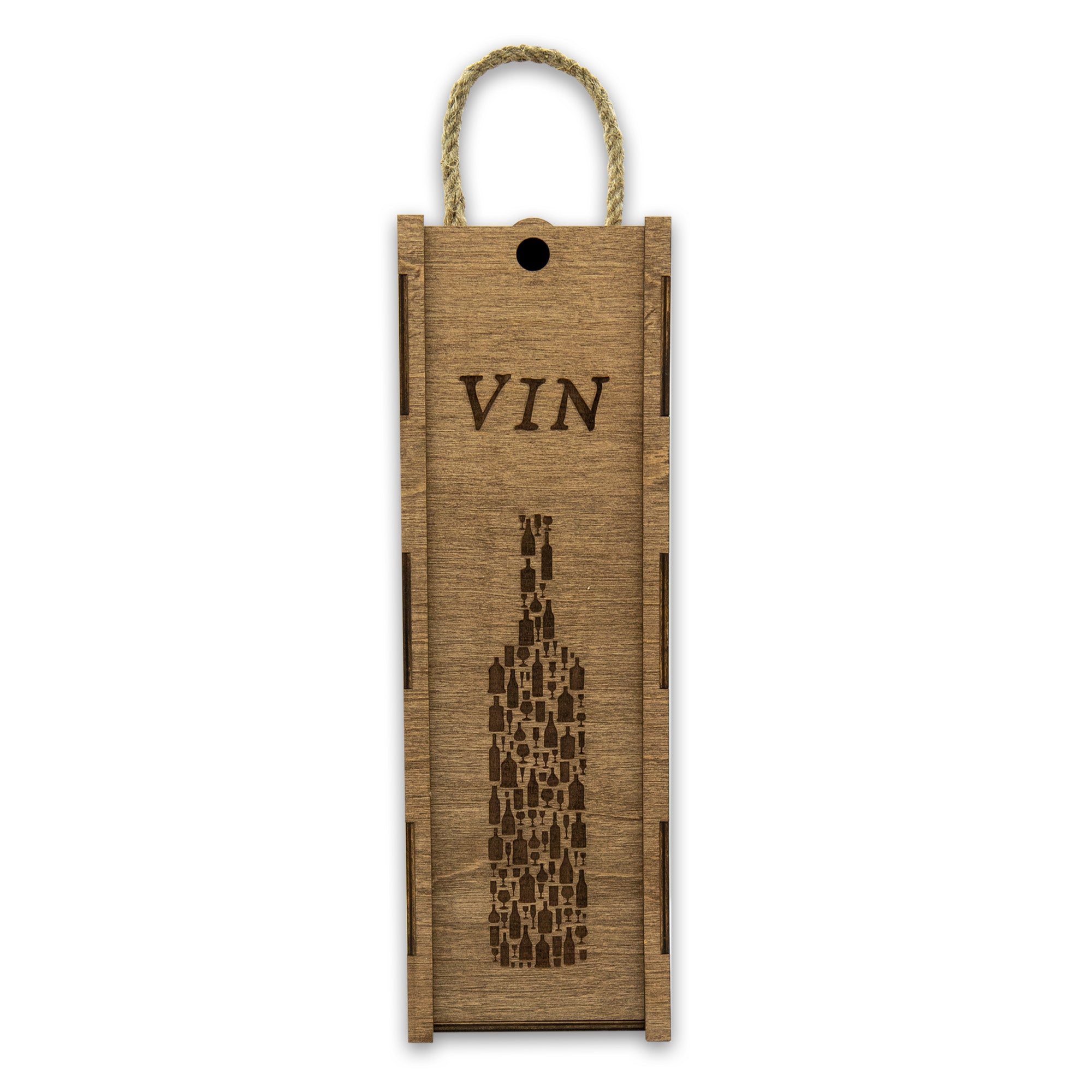 Wooden wine box with cord "Bottle"