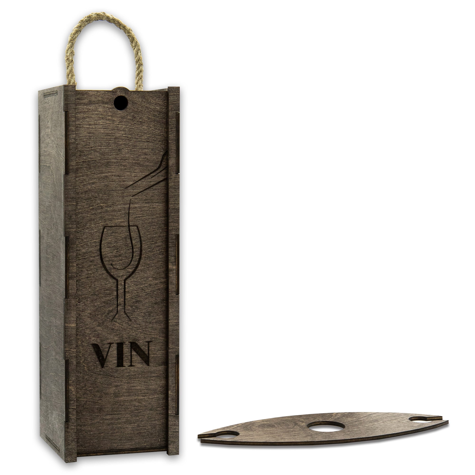 Wooden wine box with cord "Glass"