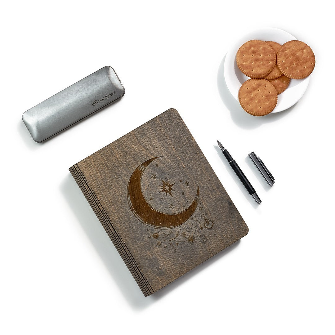 Moon wooden notebook