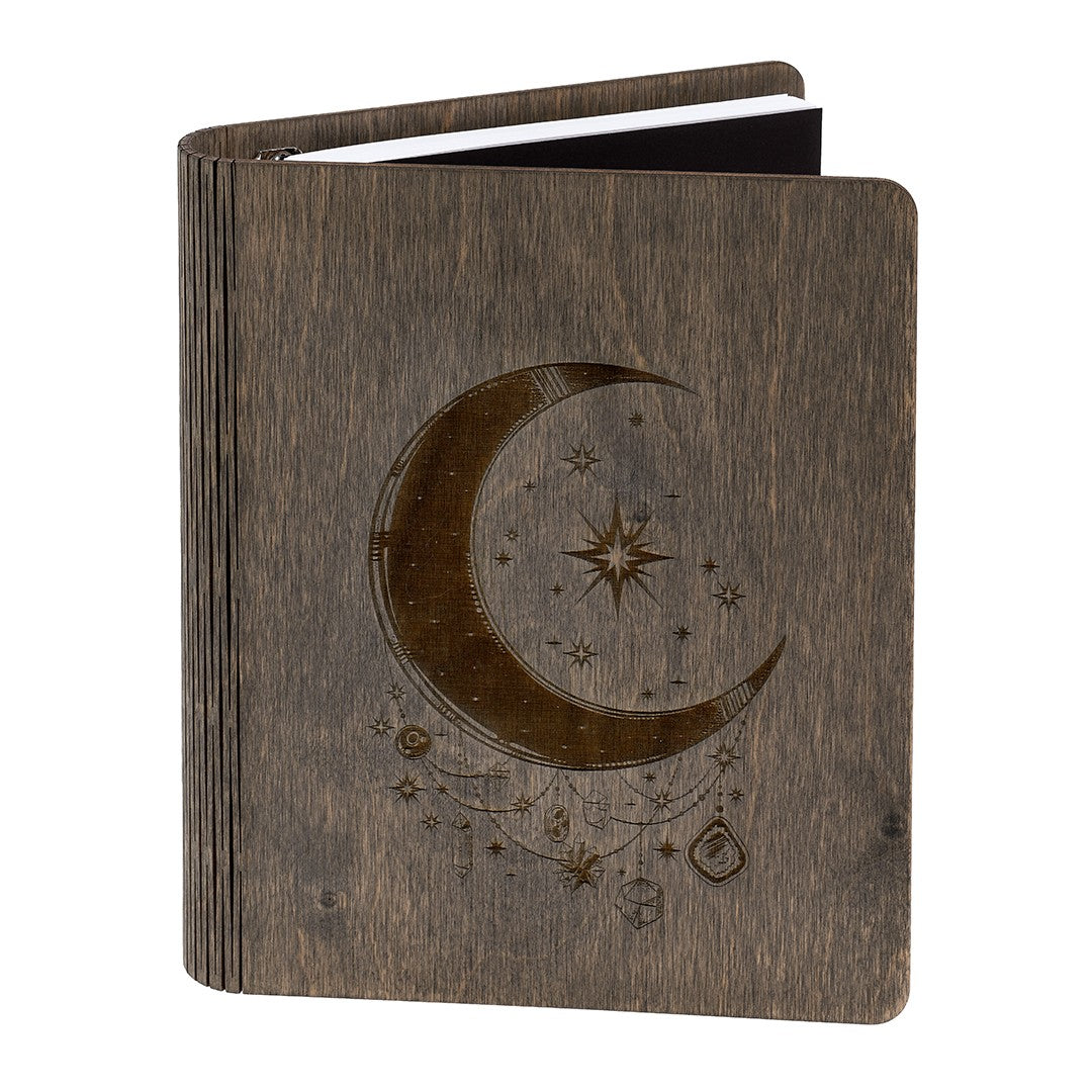 Moon wooden notebook