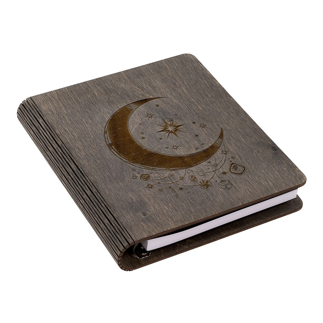Moon wooden notebook