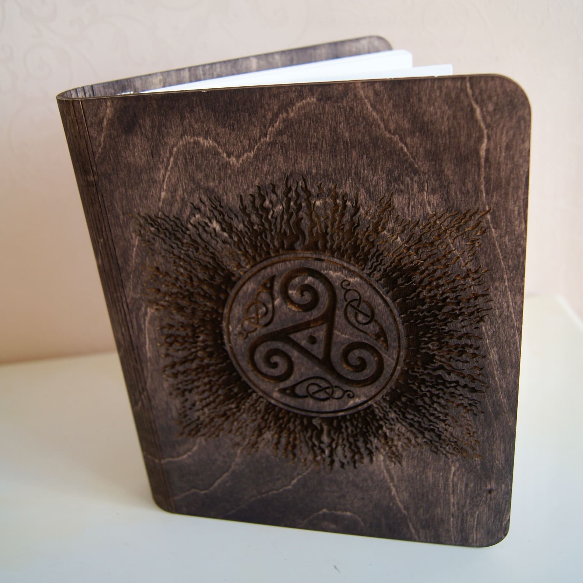 Wooden notebook Triskel