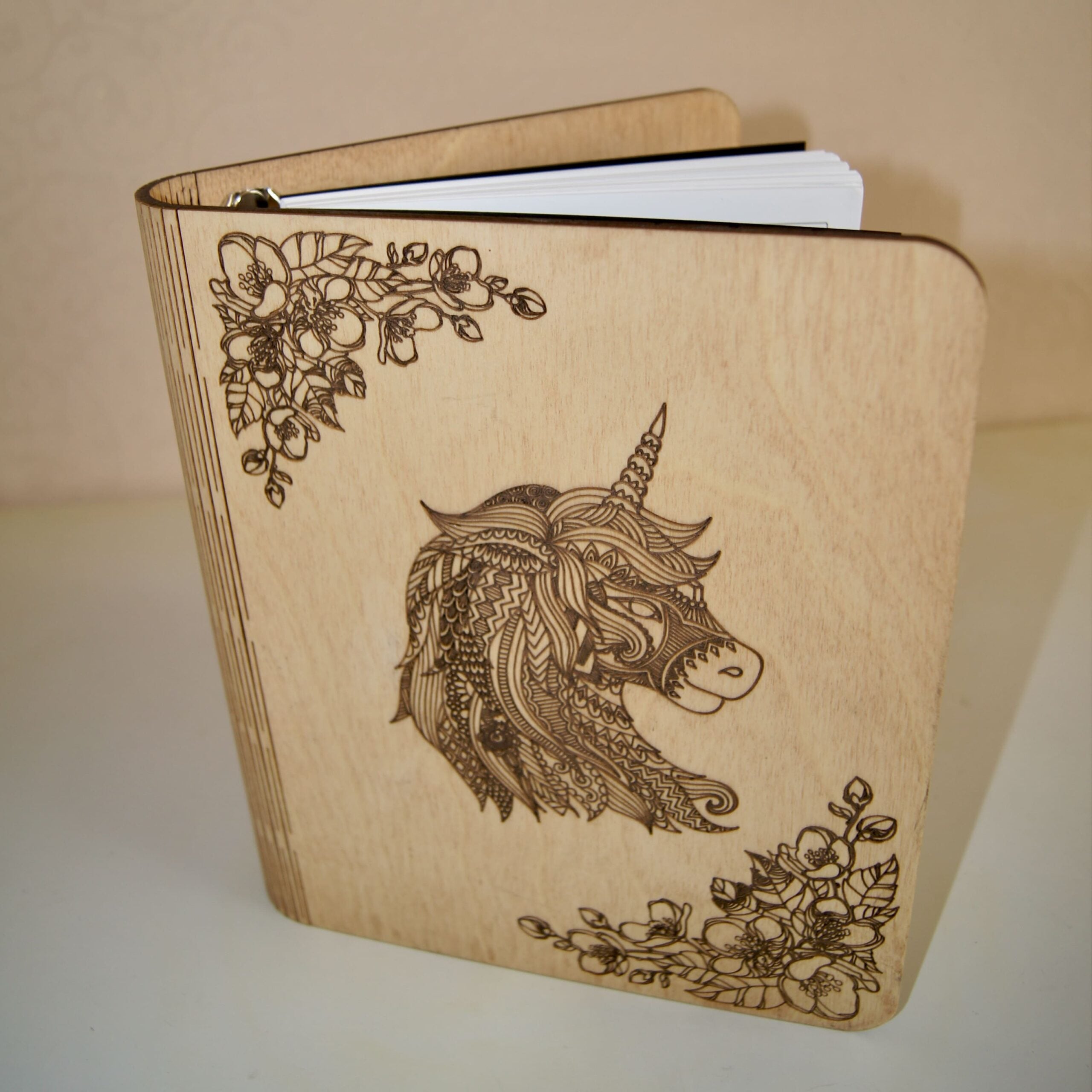 Wooden notebook Unicorn