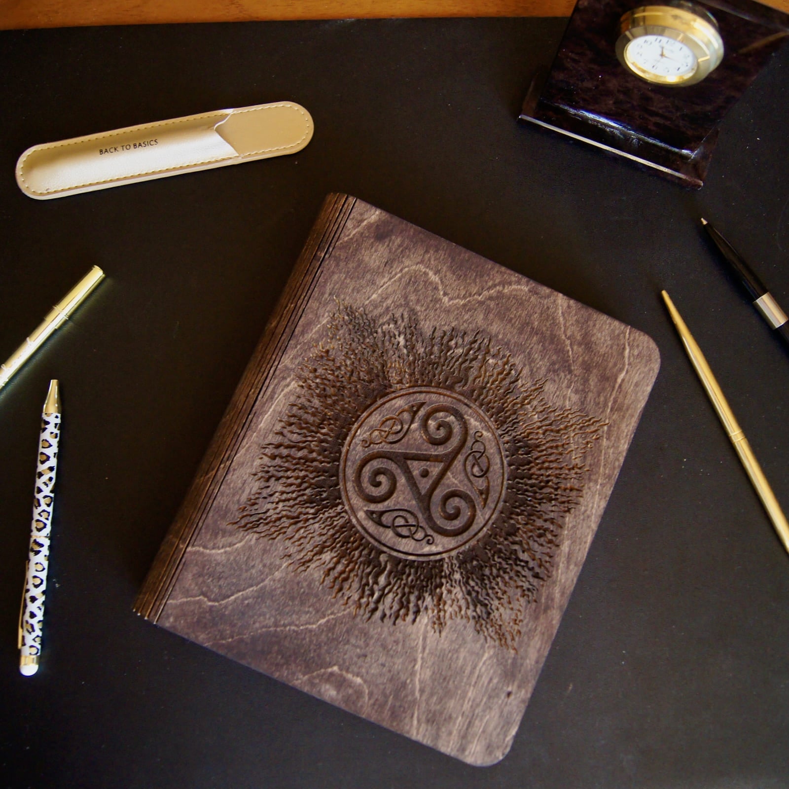Wooden notebook Triskel