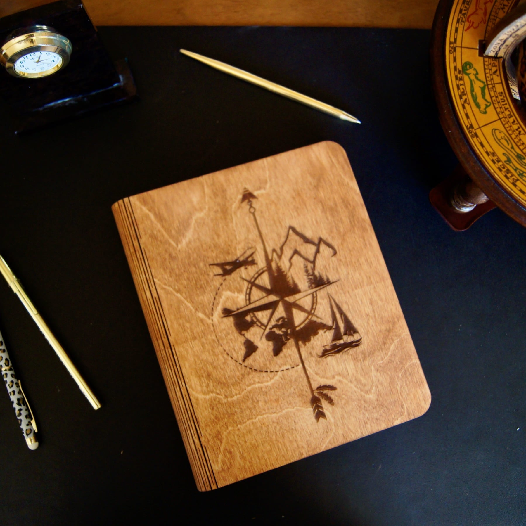 Wooden notebook Travel
