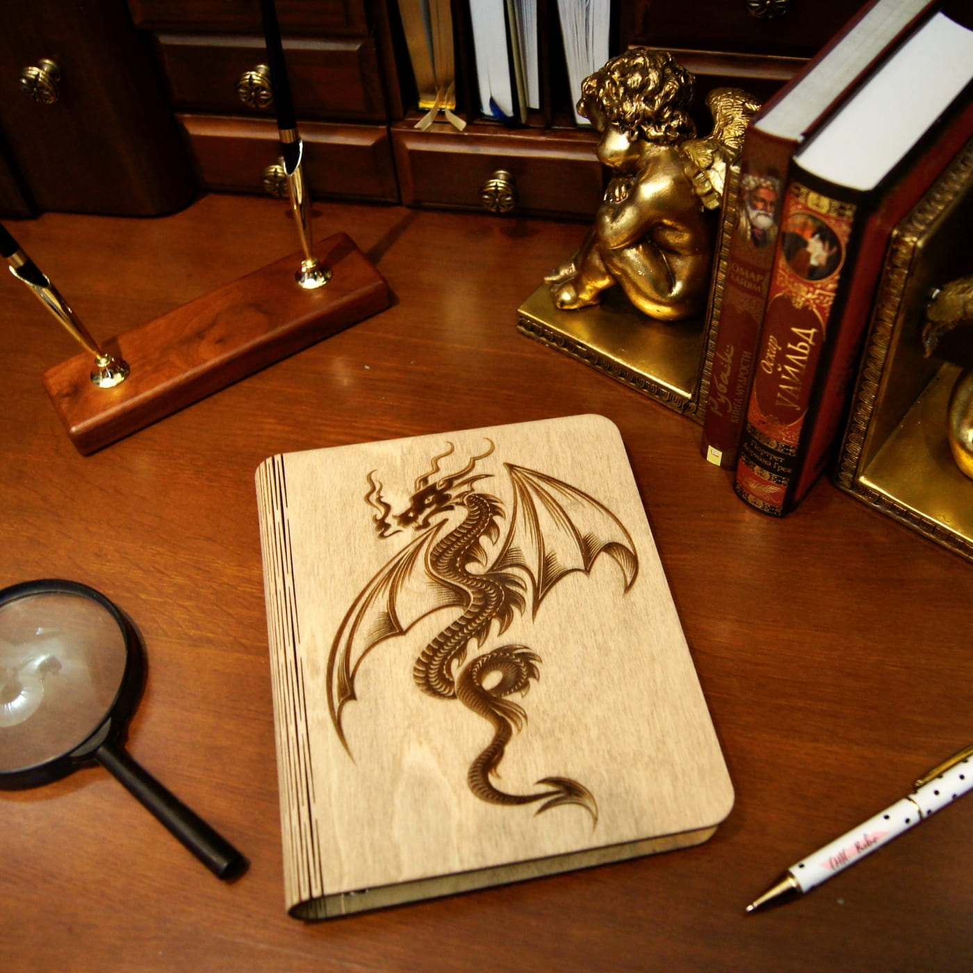 Wooden notebook Dragon