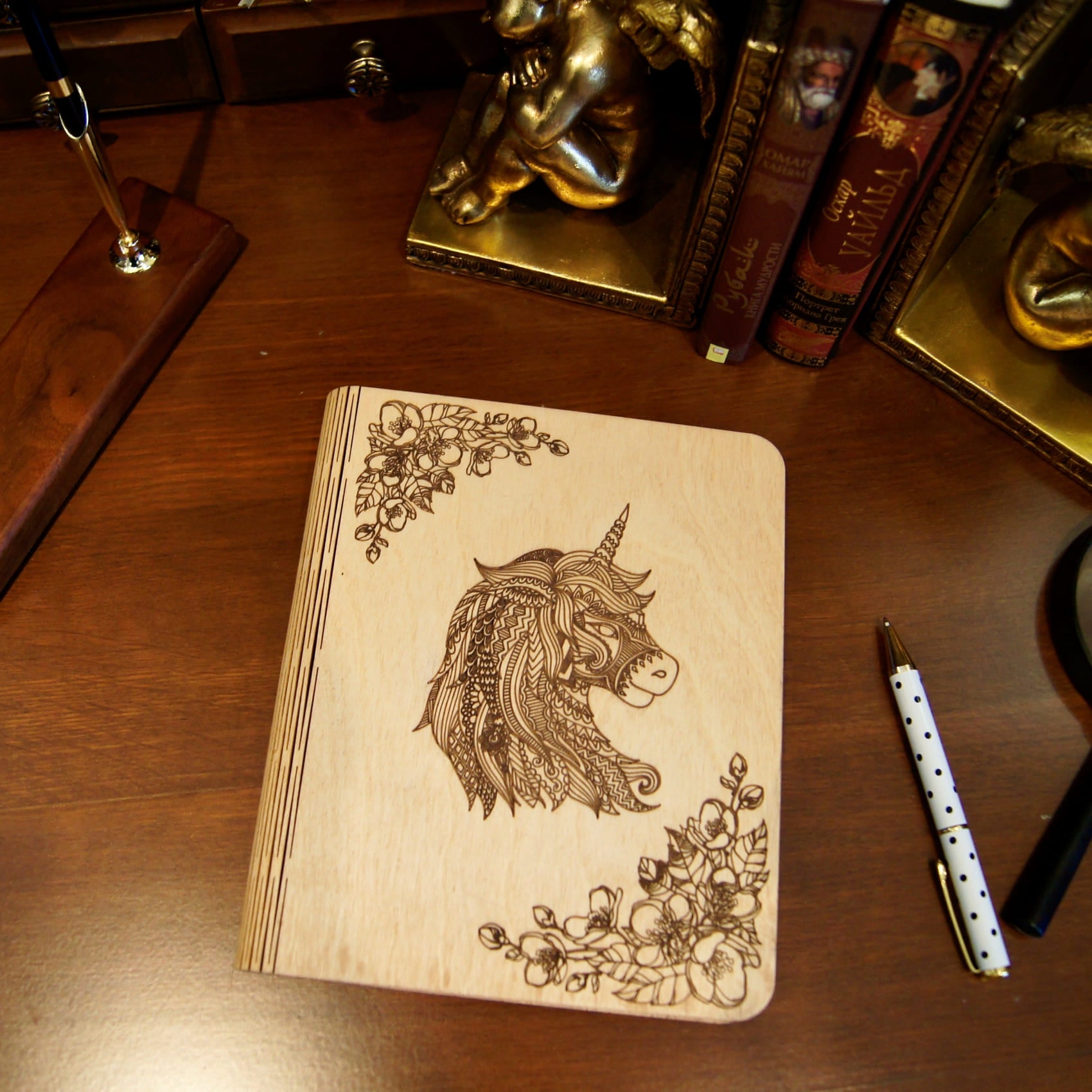 Wooden notebook Unicorn