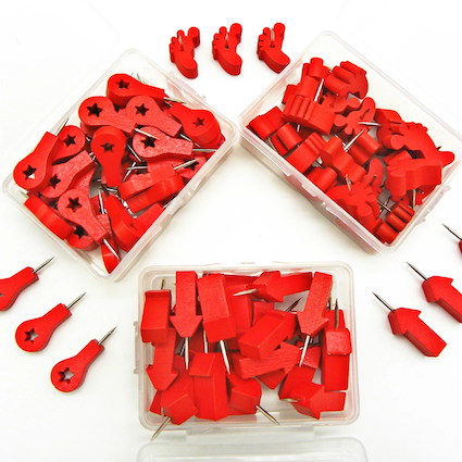 Decorative red wood pins