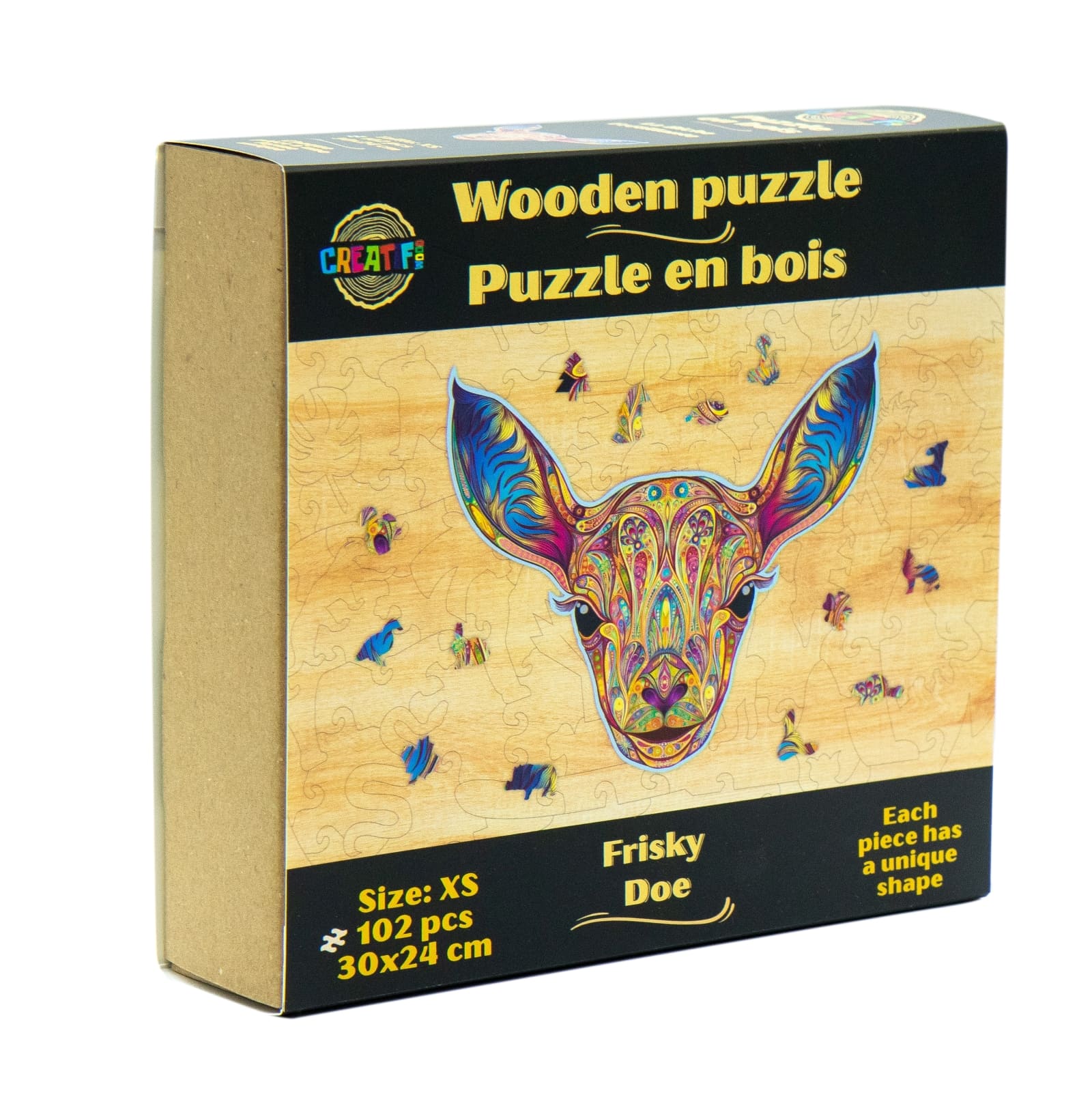 Frisky Doe Wooden Puzzle #Box_Cardboard box