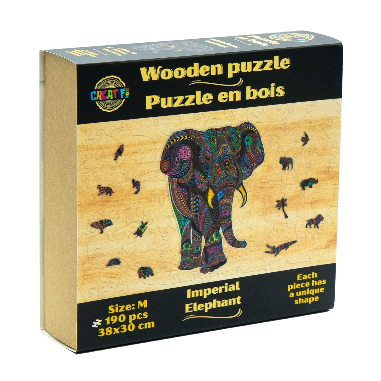 Imperial Elephant, wooden puzzle #Box_Cardboard box