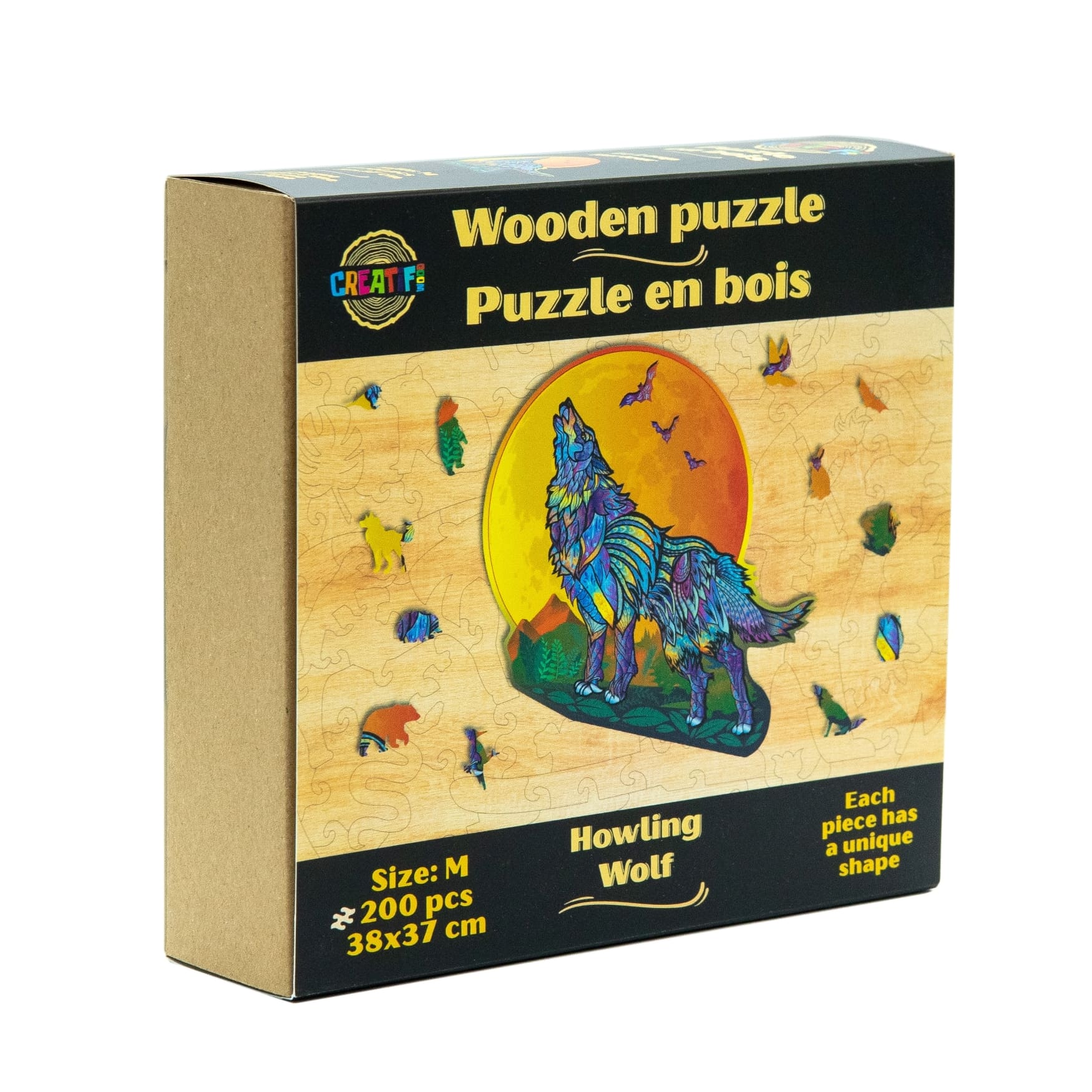 Howling Wolf Wooden Puzzle #Box_Cardboard box
