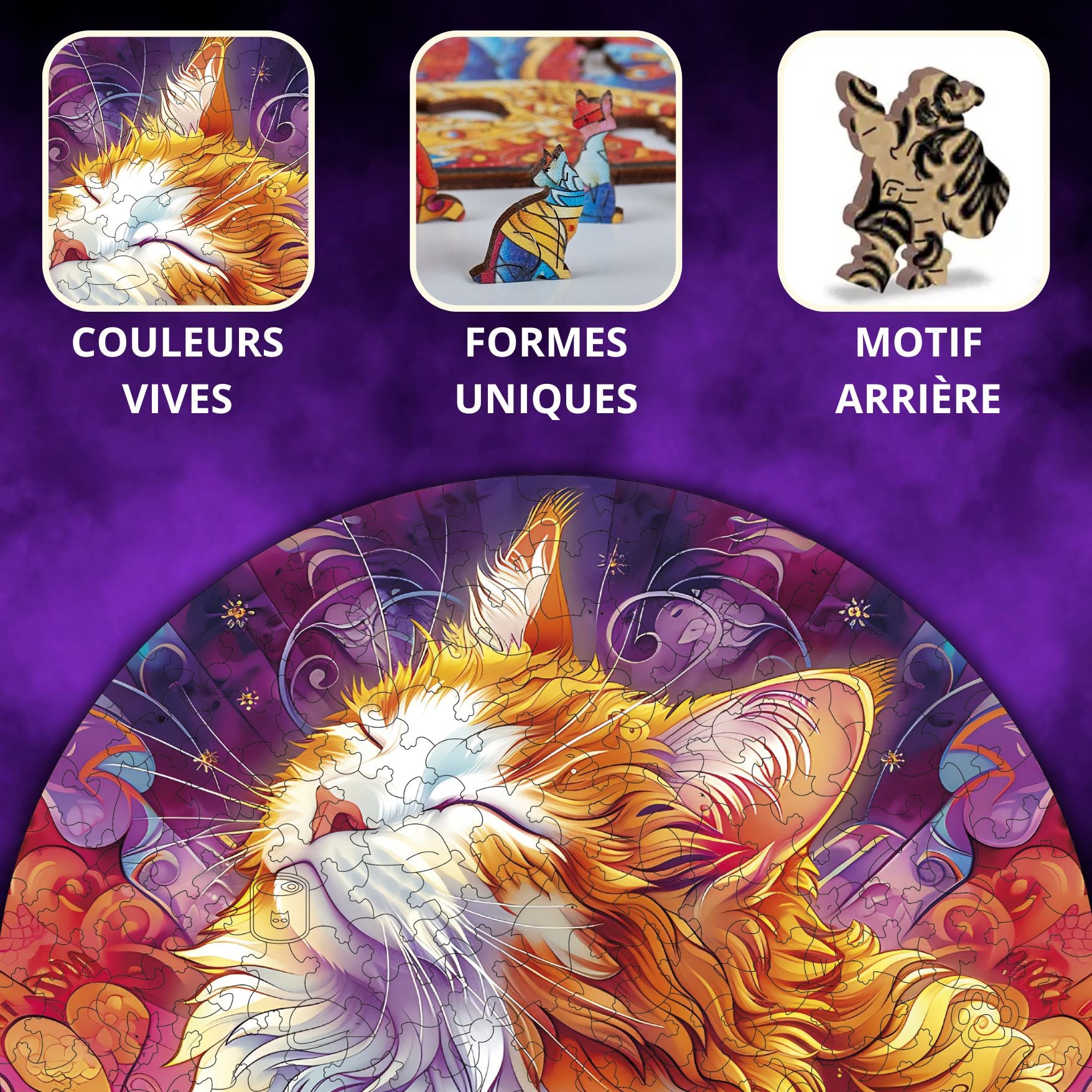 Chat zen  Puzzle en bois