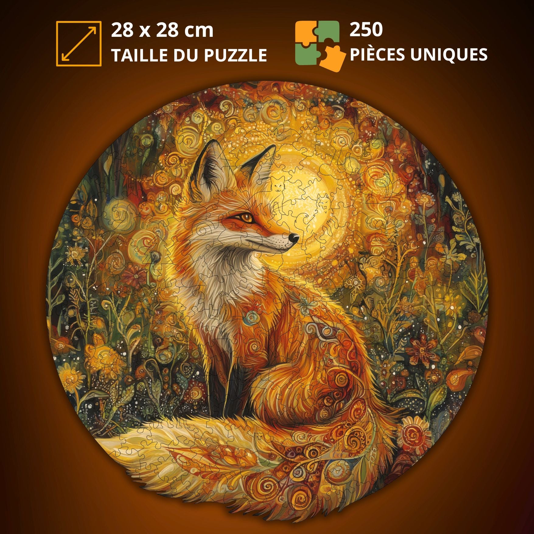 Renard doré  Puzzle en bois