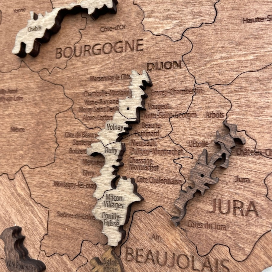 Wooden wine map of France ( 58*58 cm)