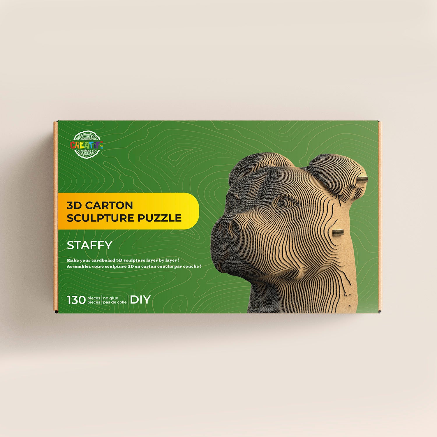 3D cardboard puzzle-sculpture Staffy