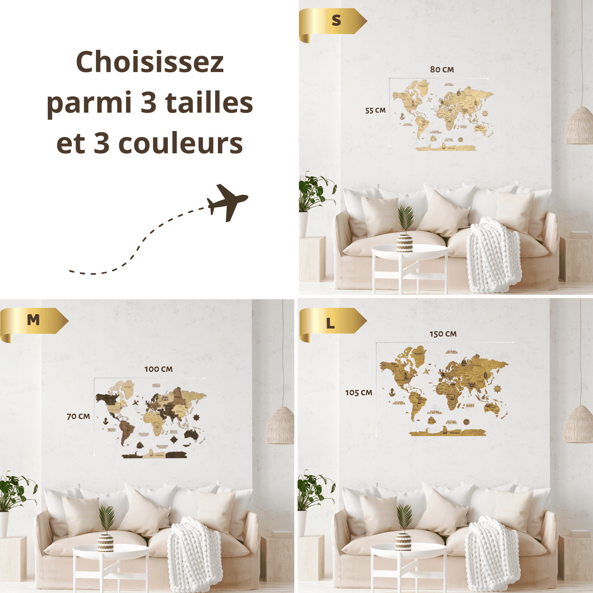 2D wooden world map Light