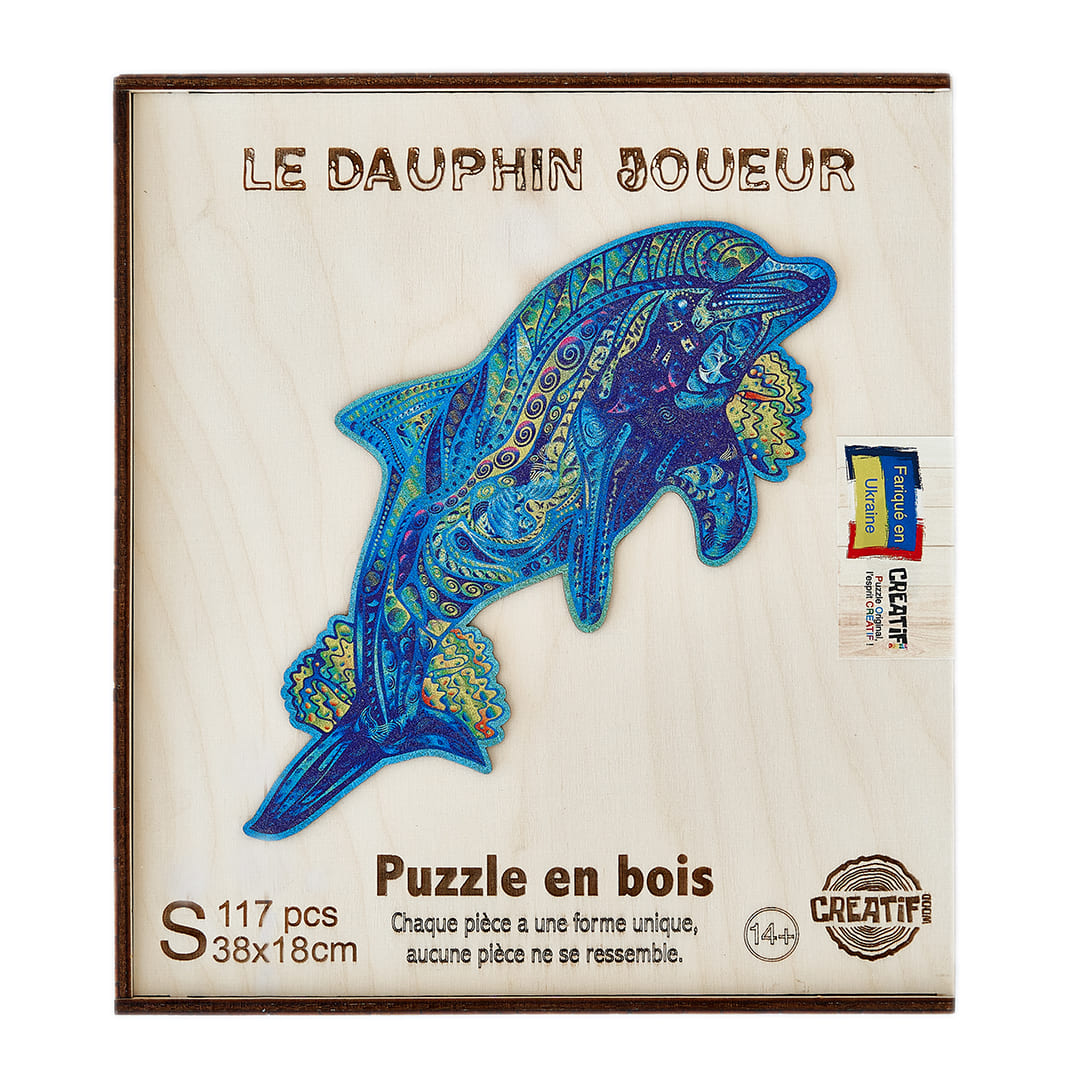 Playful Dolphin Wooden Puzzle #Box_Wooden box