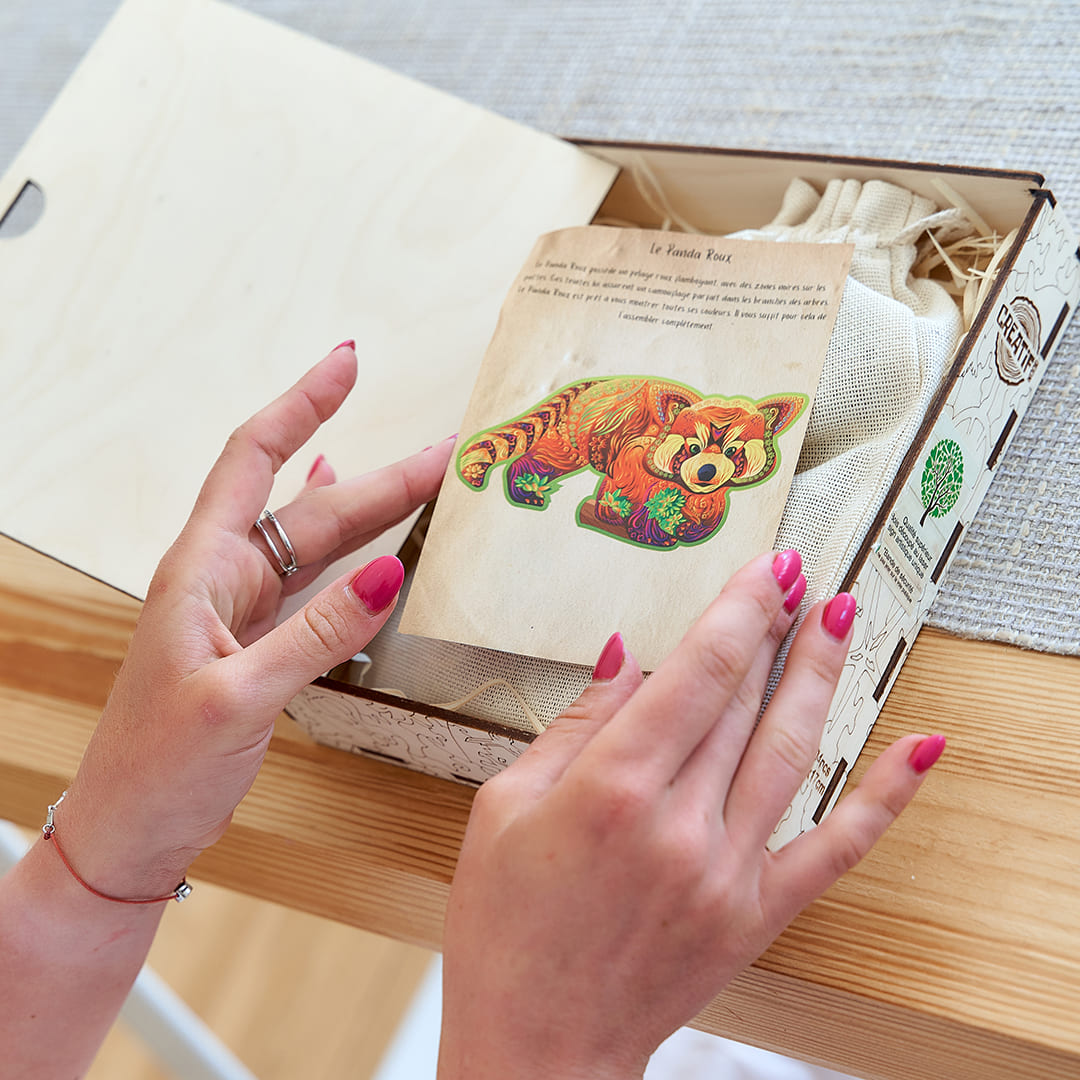 Red Panda Wooden Puzzle #Box_Wooden box