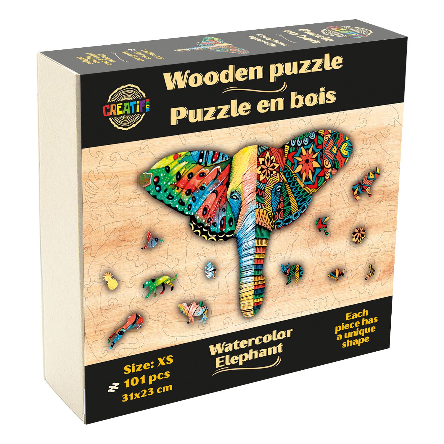 The Watercolour Elephant Wooden Puzzle