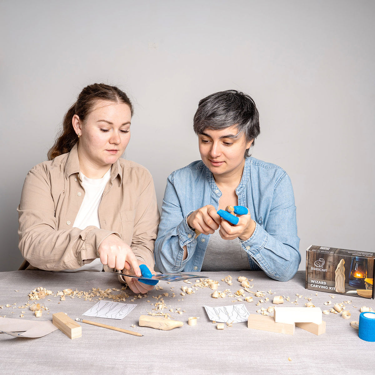 Kit de sculpture sur bois « Magicien » pour débutants