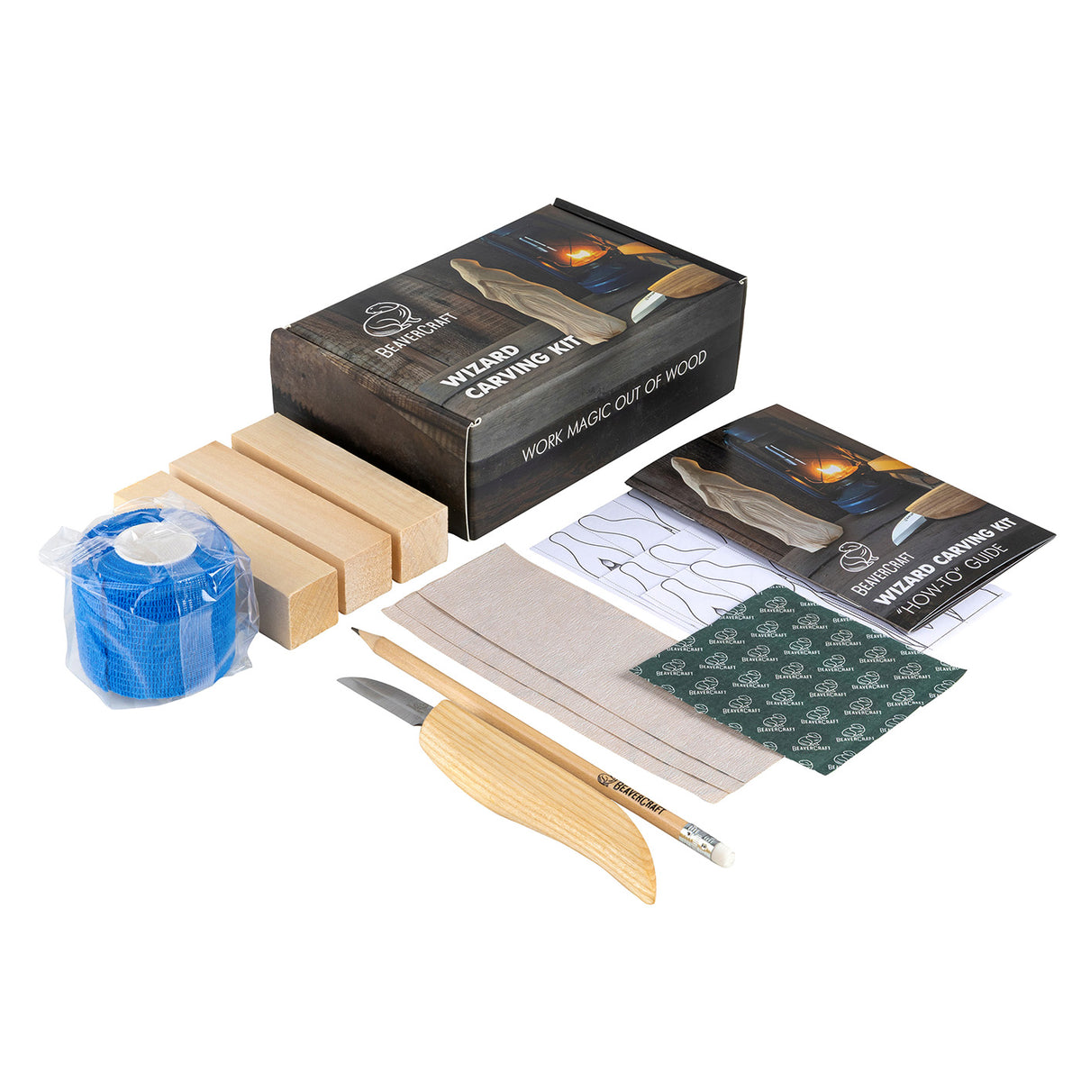 Kit de sculpture sur bois « Magicien » pour débutants