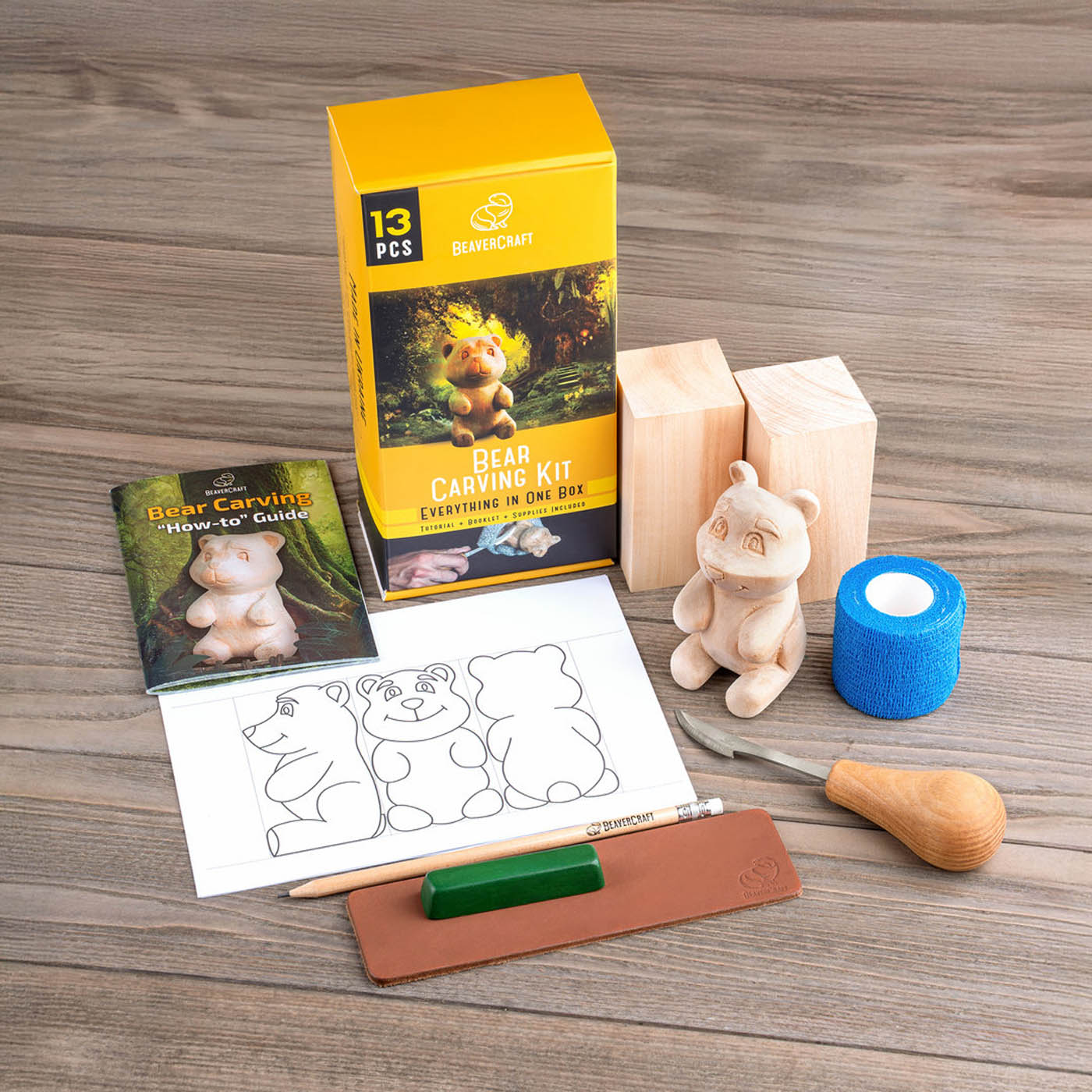 Bear Wood Carving Kit for Beginners