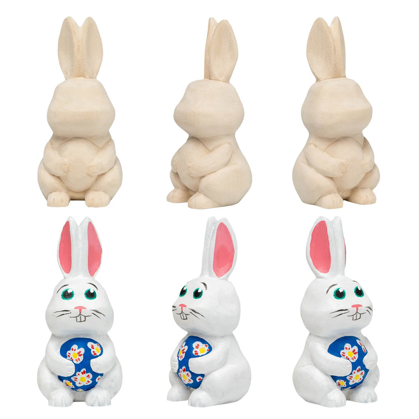 Hoppy Bunnies Wood Carving Kit with Paints