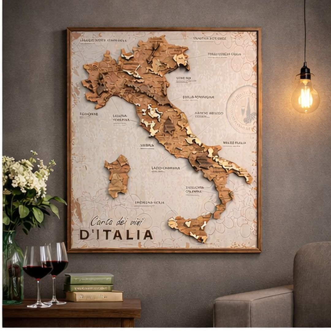 Tableau Carte des vins d’Italie sur panneau
