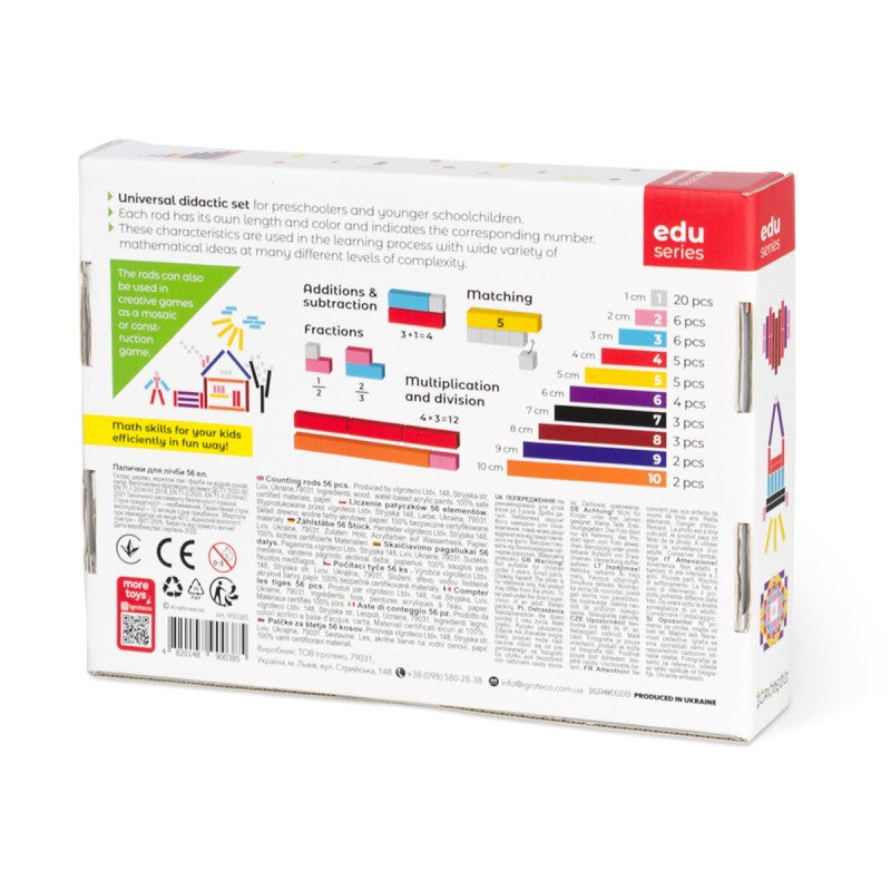 Tiges de comptage en bois 56 pièces