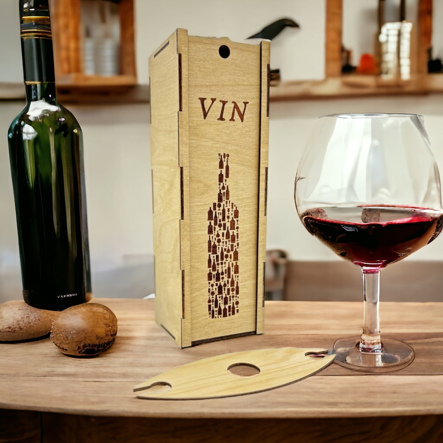 "Bottle" light wooden wine box