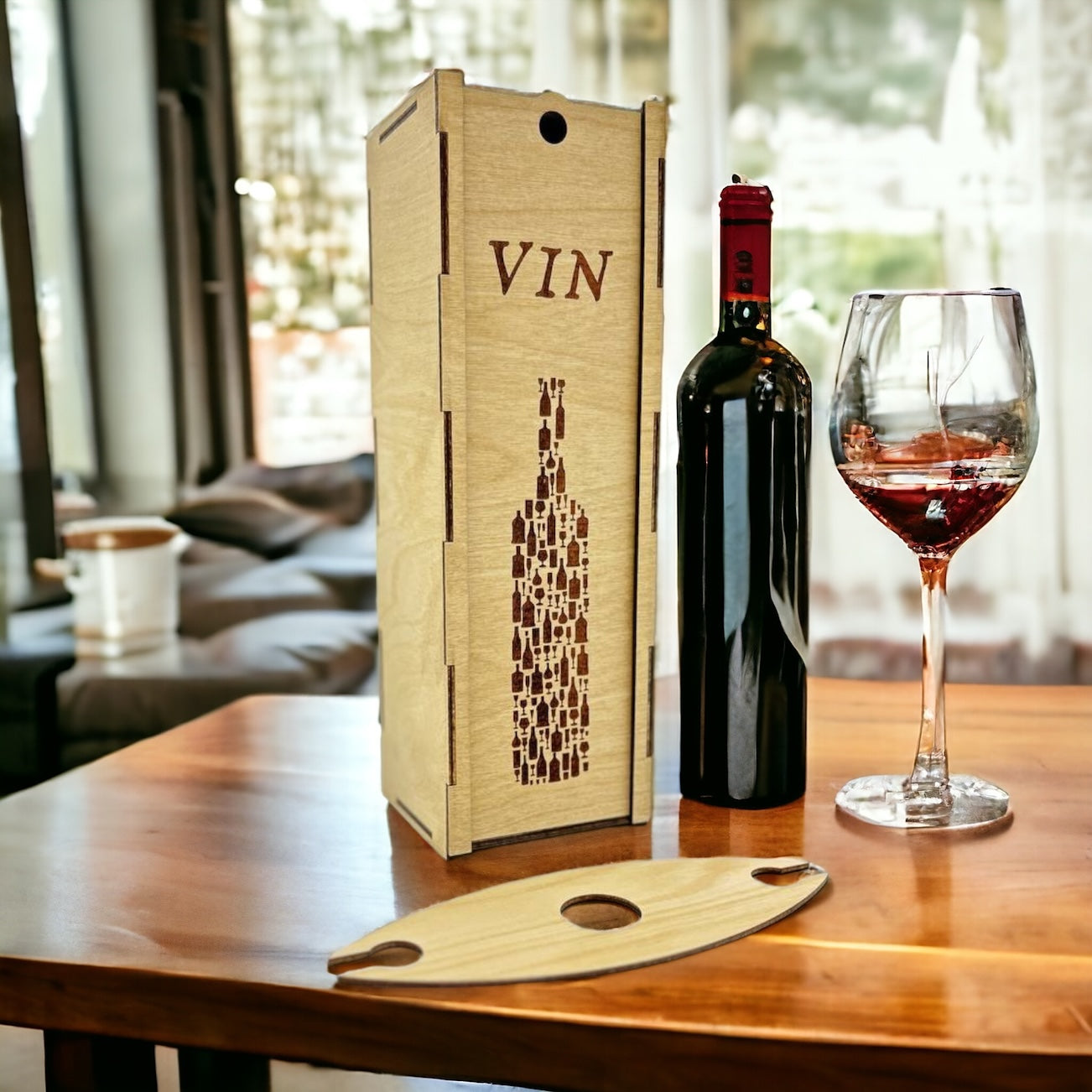 "Bottle" light wooden wine box